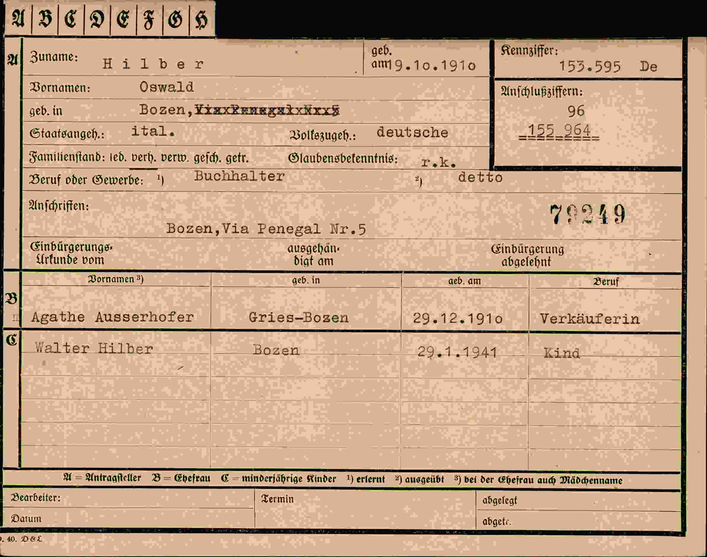 Dokument für Oswald Hilber