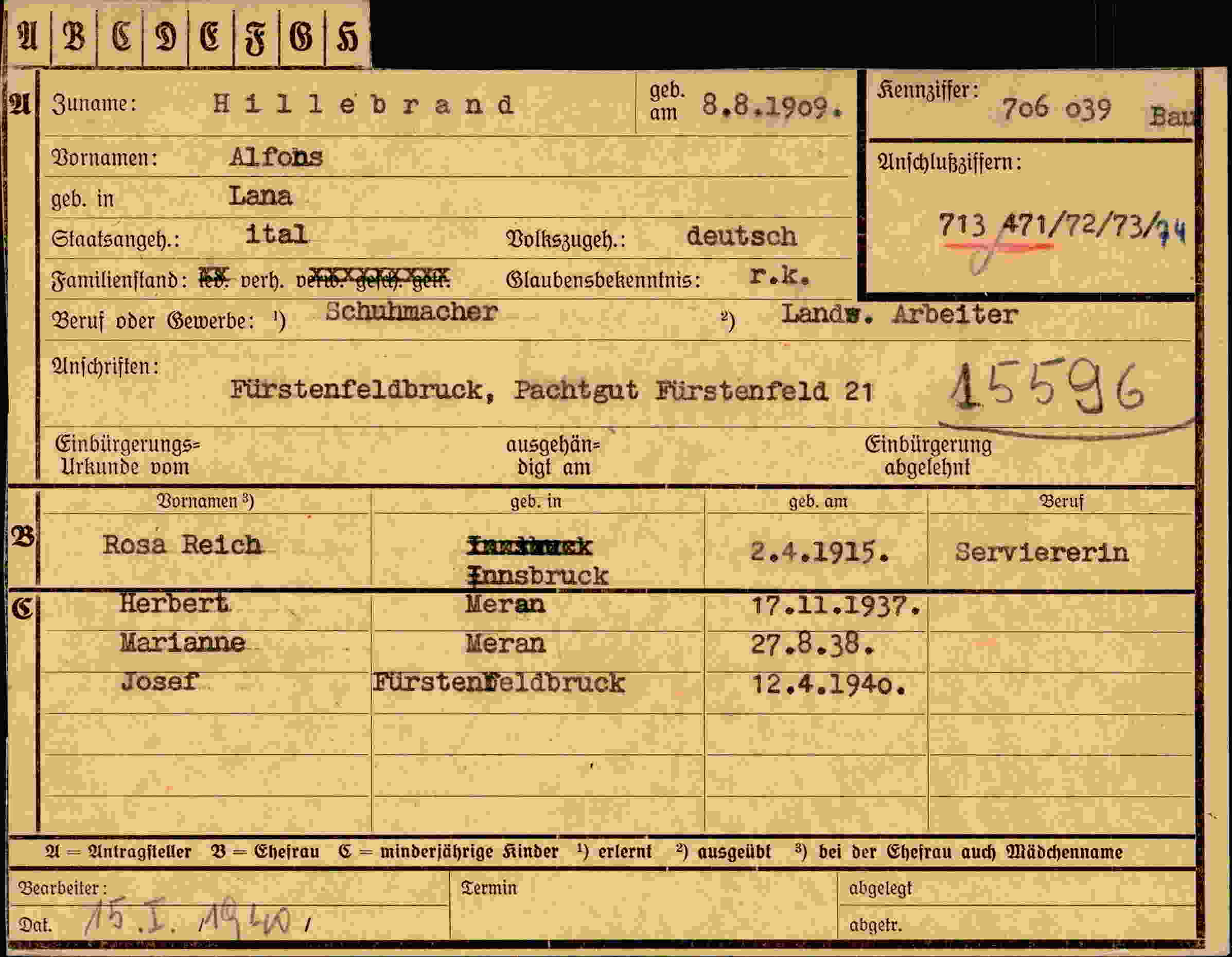 Vorderseite des Dokuments