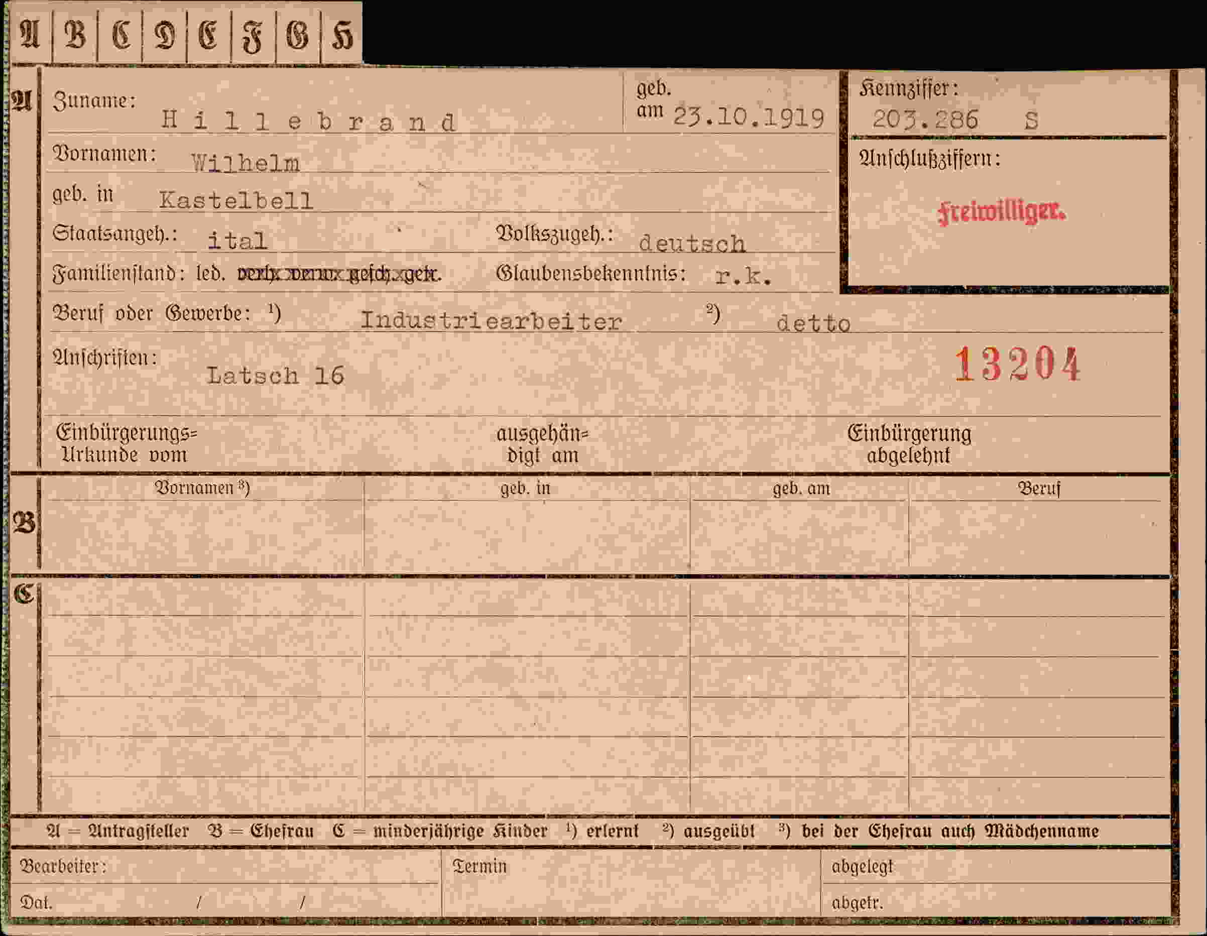 Vorderseite des Dokuments