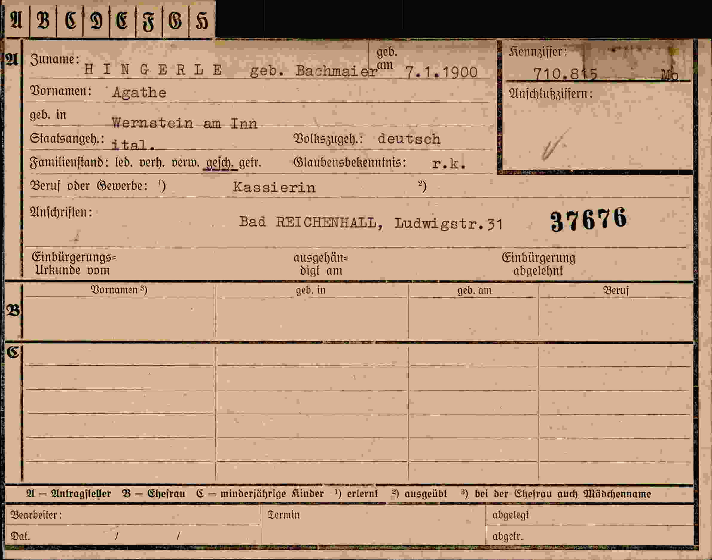 Vorderseite des Dokuments