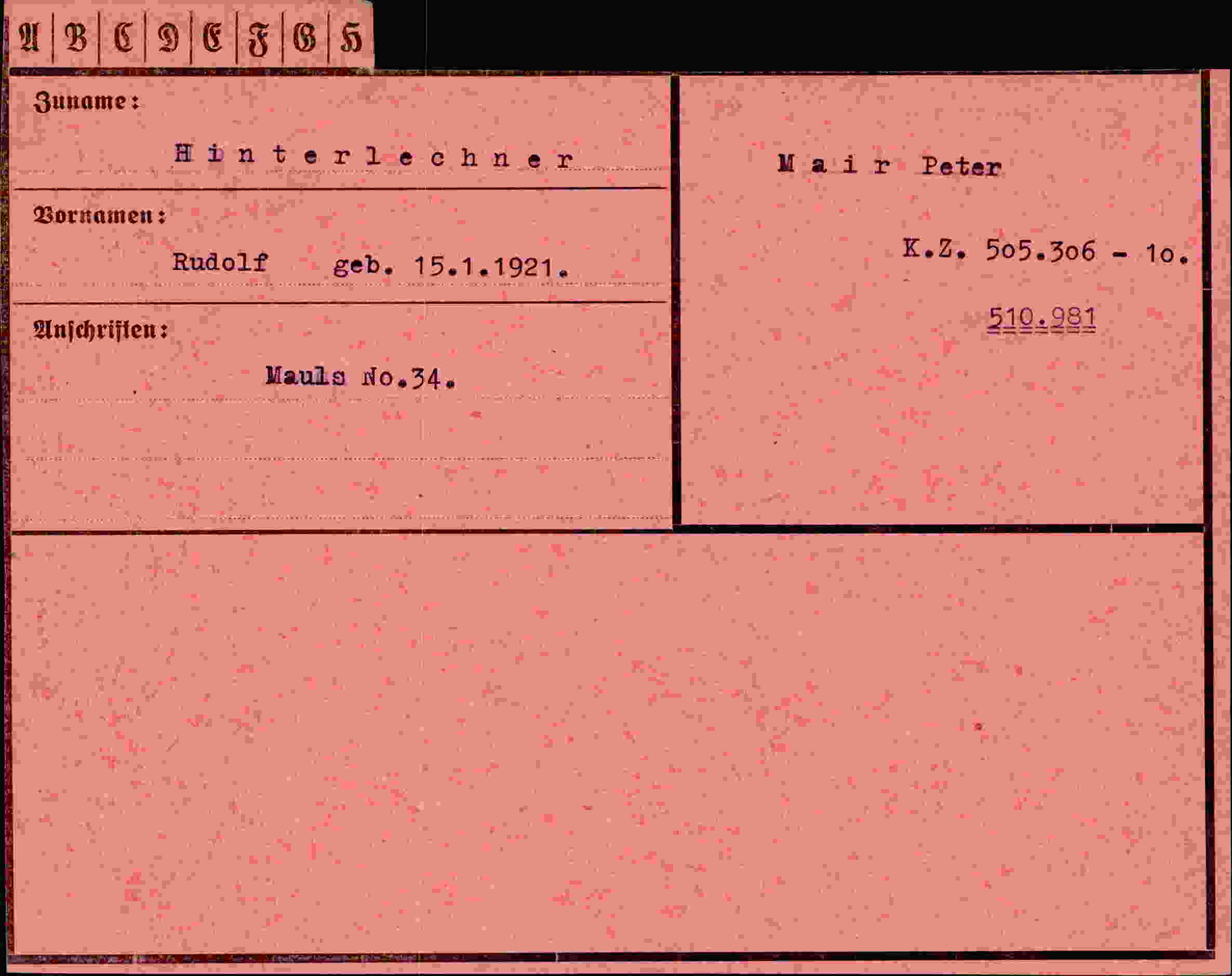 Vorderseite des Dokuments