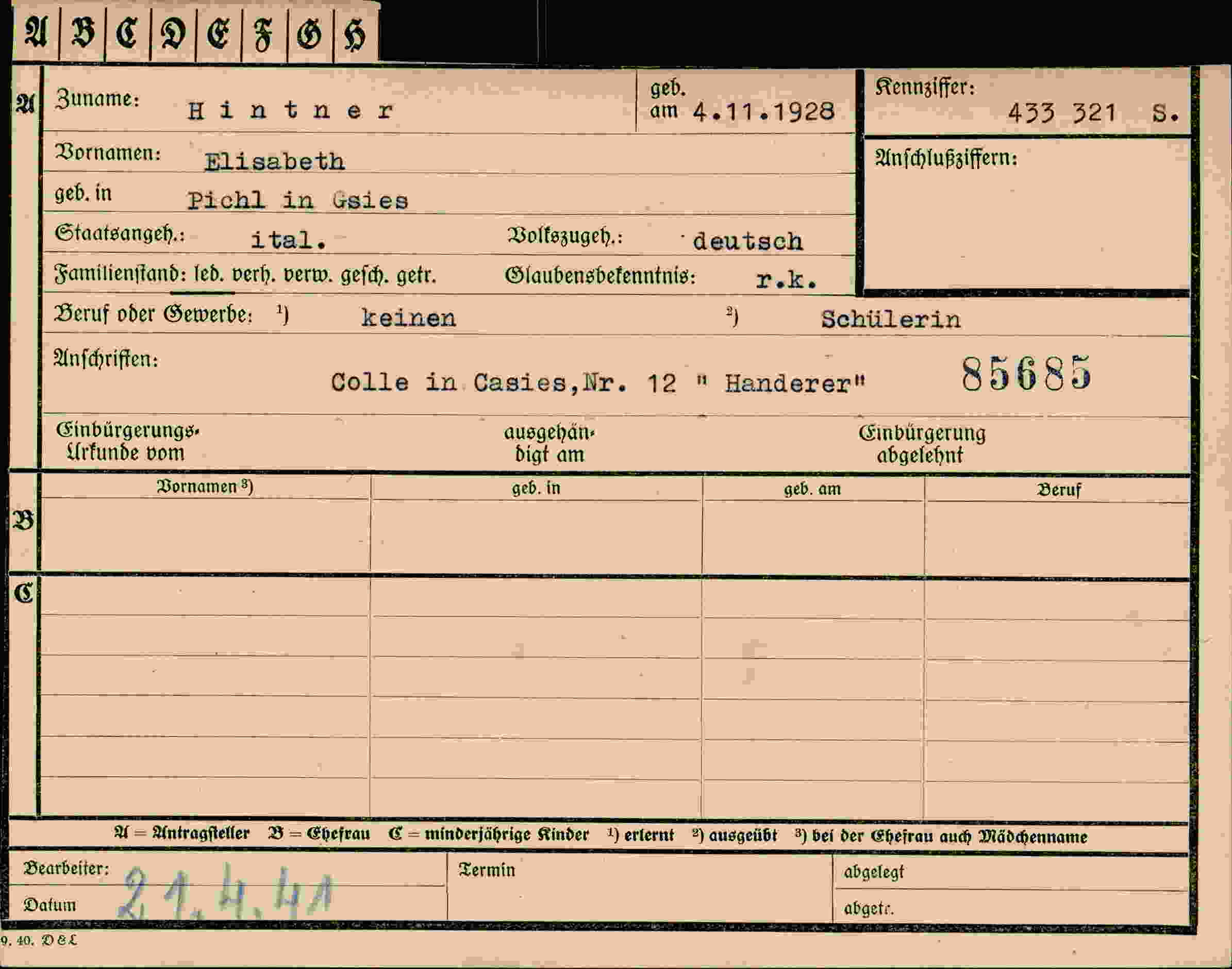Dokument für Elisabeth Hintner