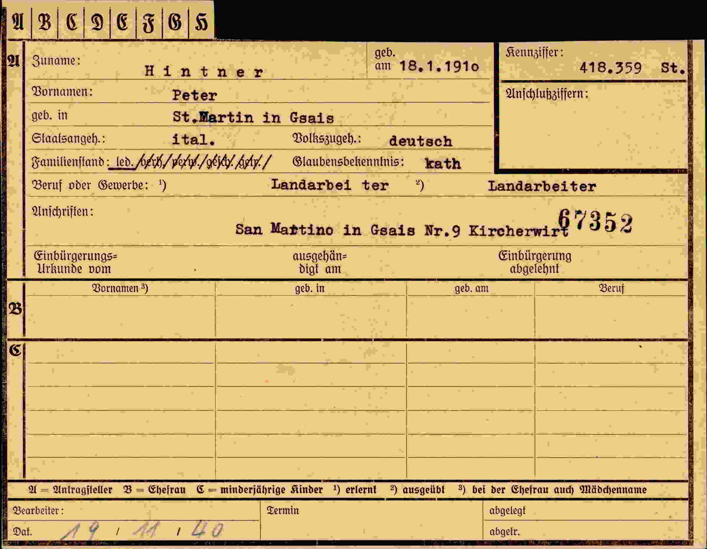 Dokument für Peter Hintner