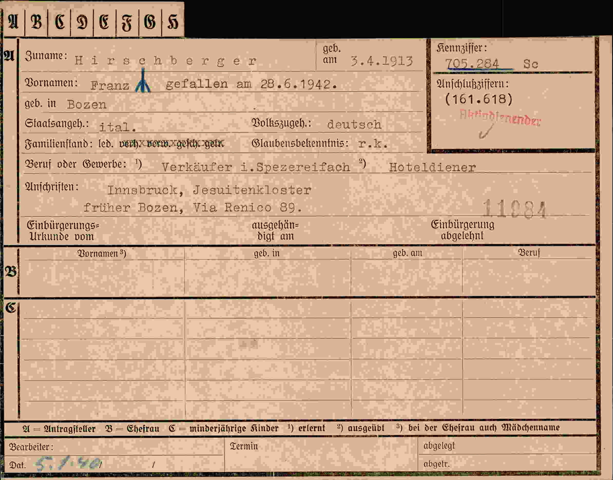 Dokument für Franz Hirschberger