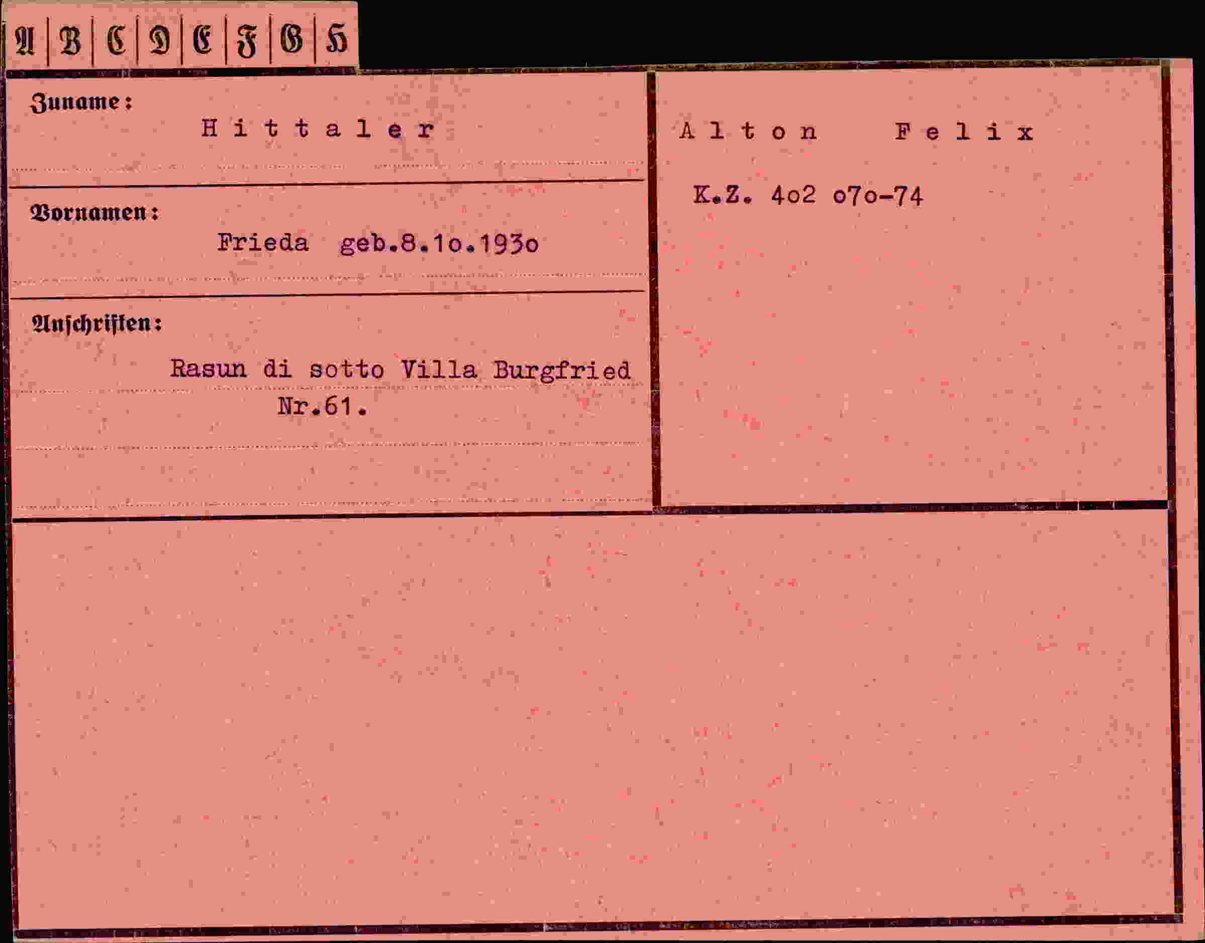 Vorderseite des Dokuments