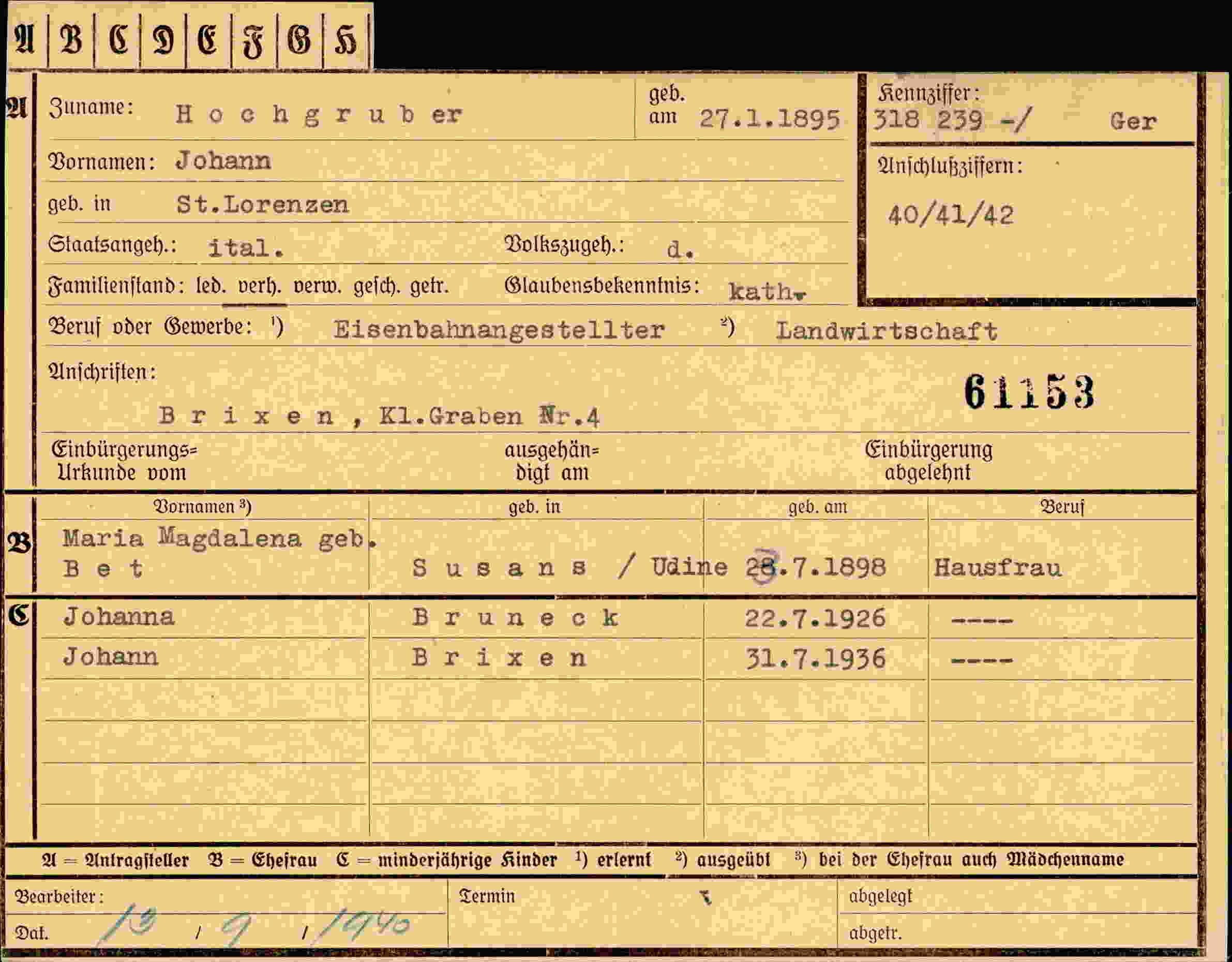 Vorderseite des Dokuments