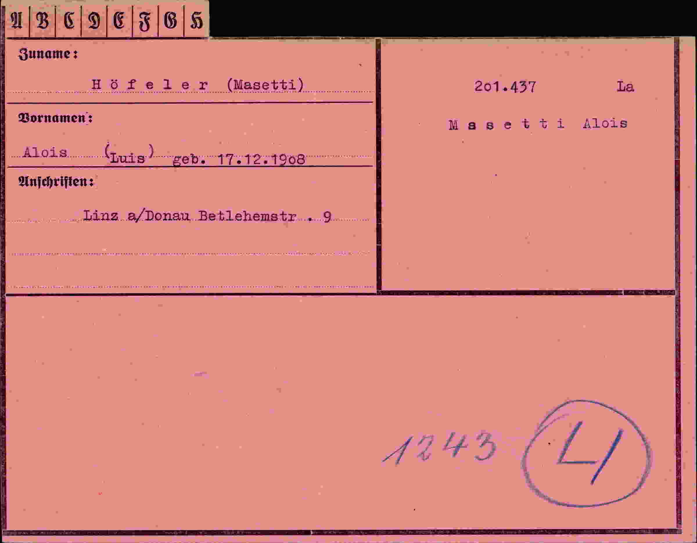 Dokument für Alois Höfeler