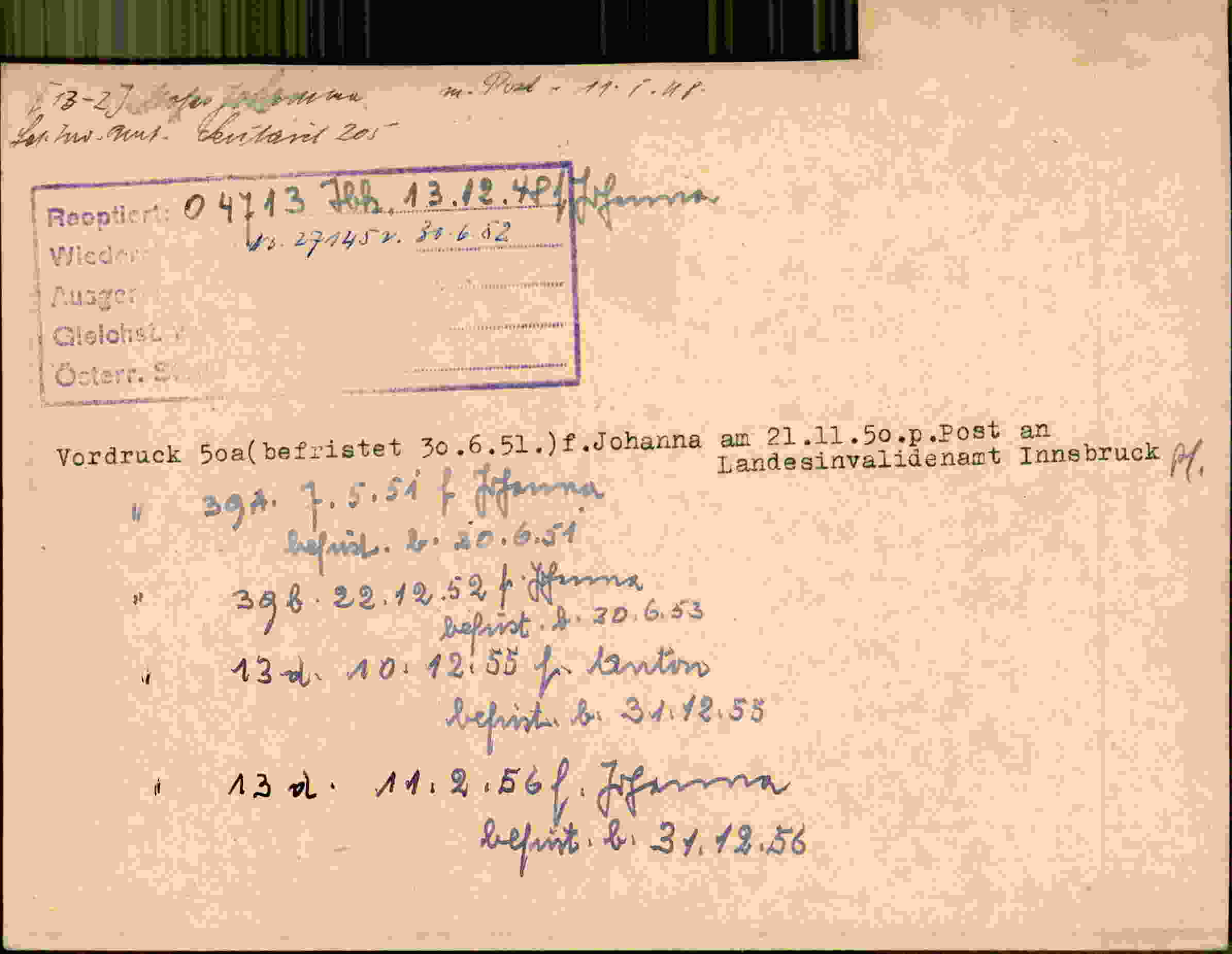 Rückseite des Dokuments
