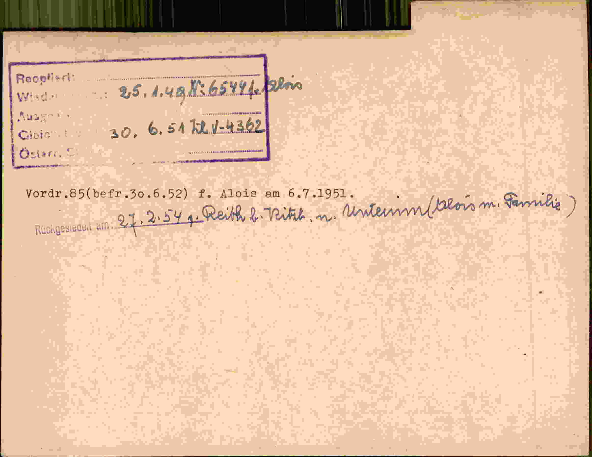 Rückseite des Dokuments