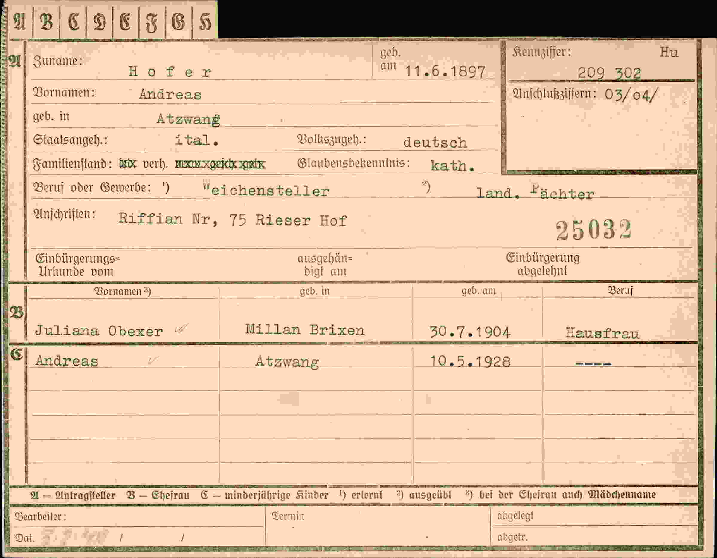 Dokument für Andreas Hof