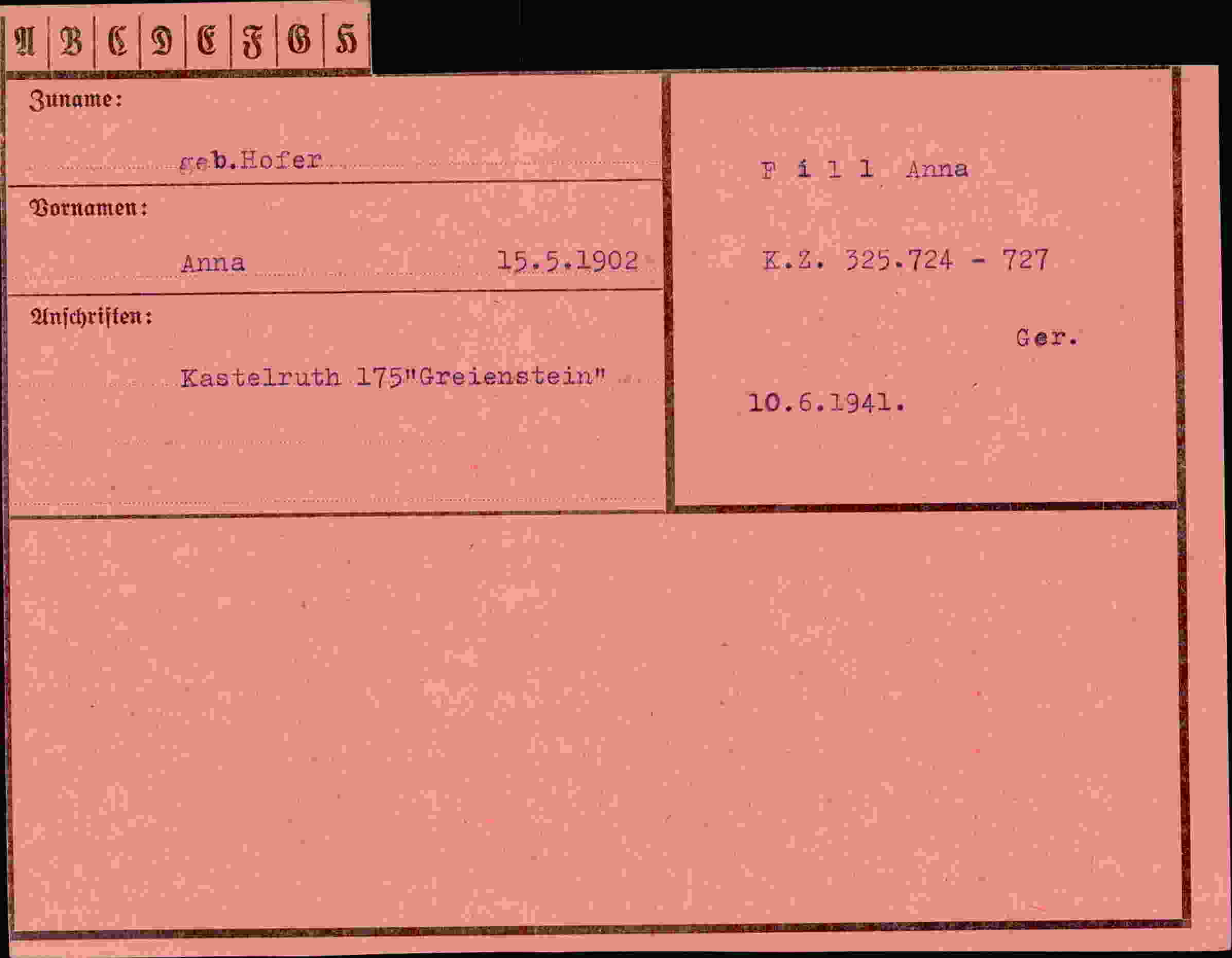 Vorderseite des Dokuments