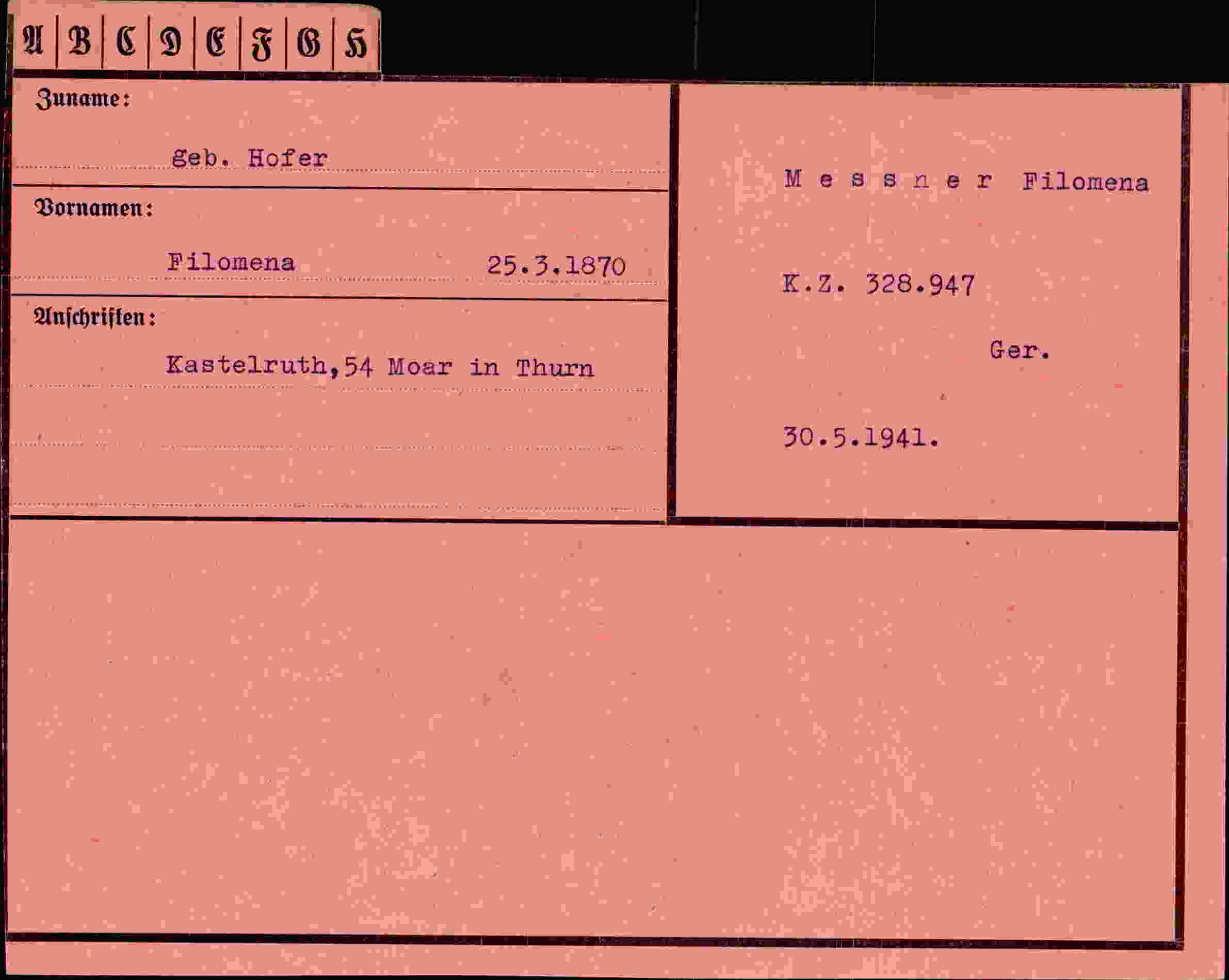 Vorderseite des Dokuments