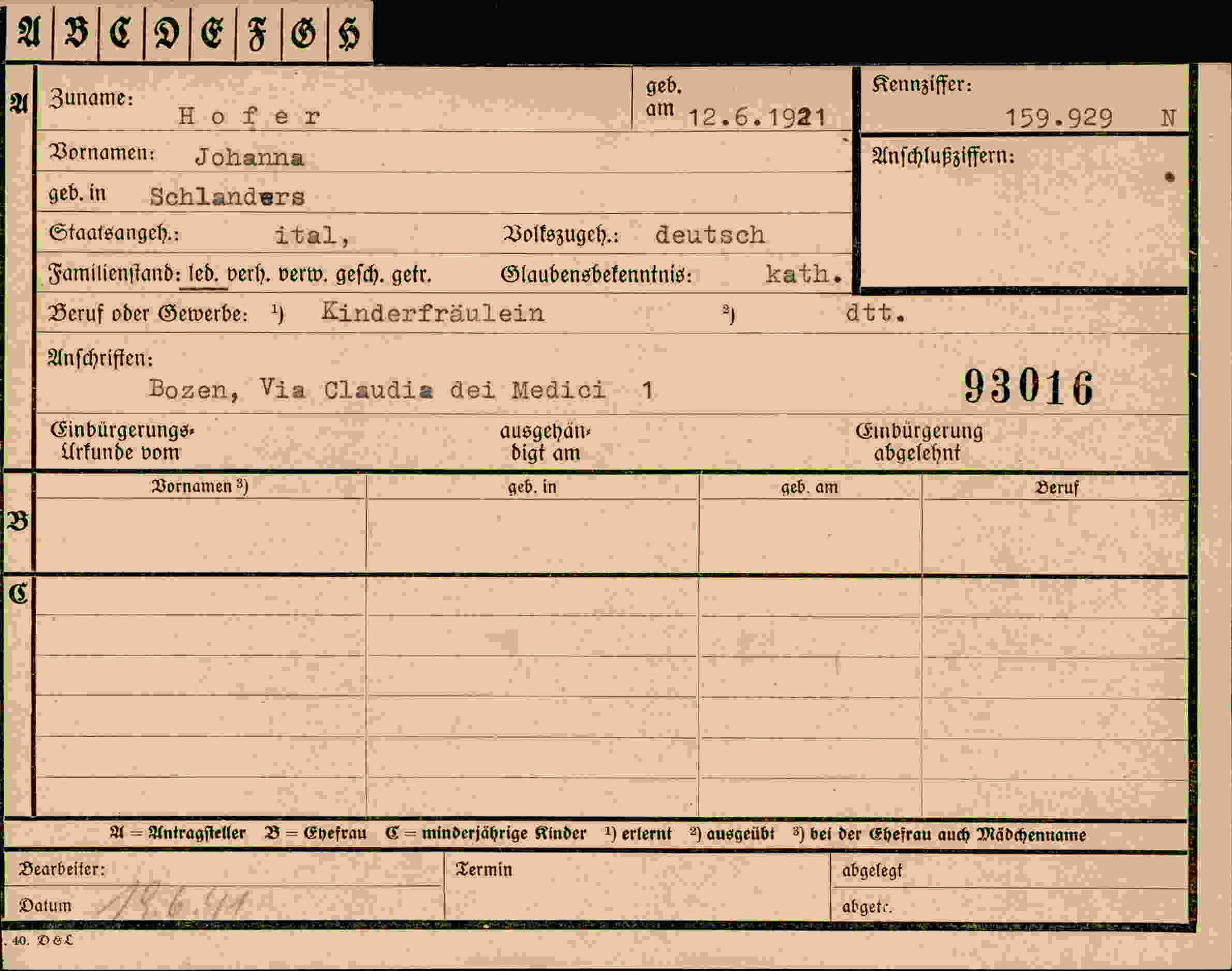 Vorderseite des Dokuments