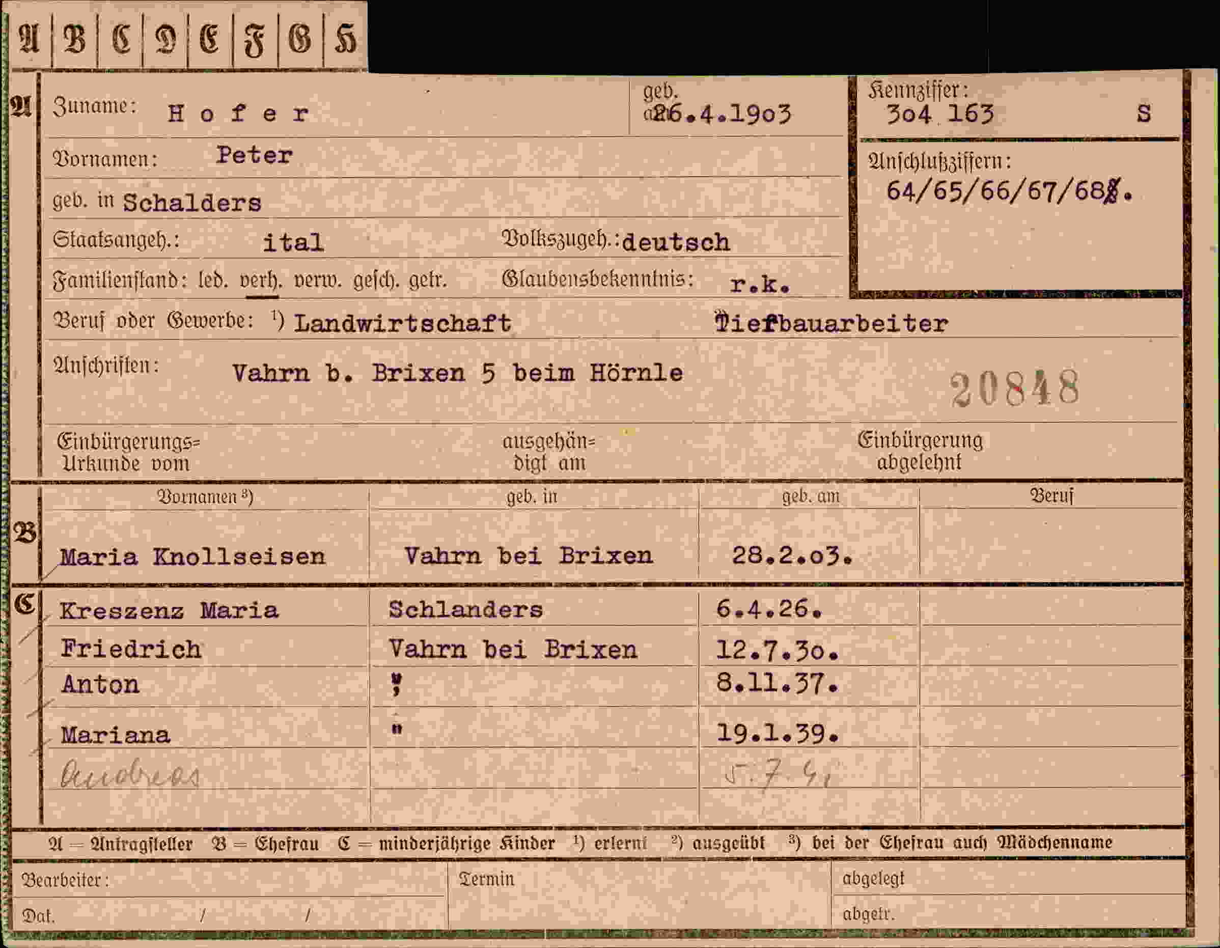 Vorderseite des Dokuments