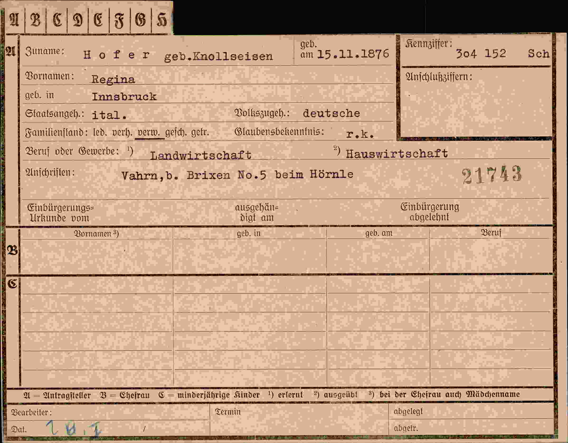 Vorderseite des Dokuments