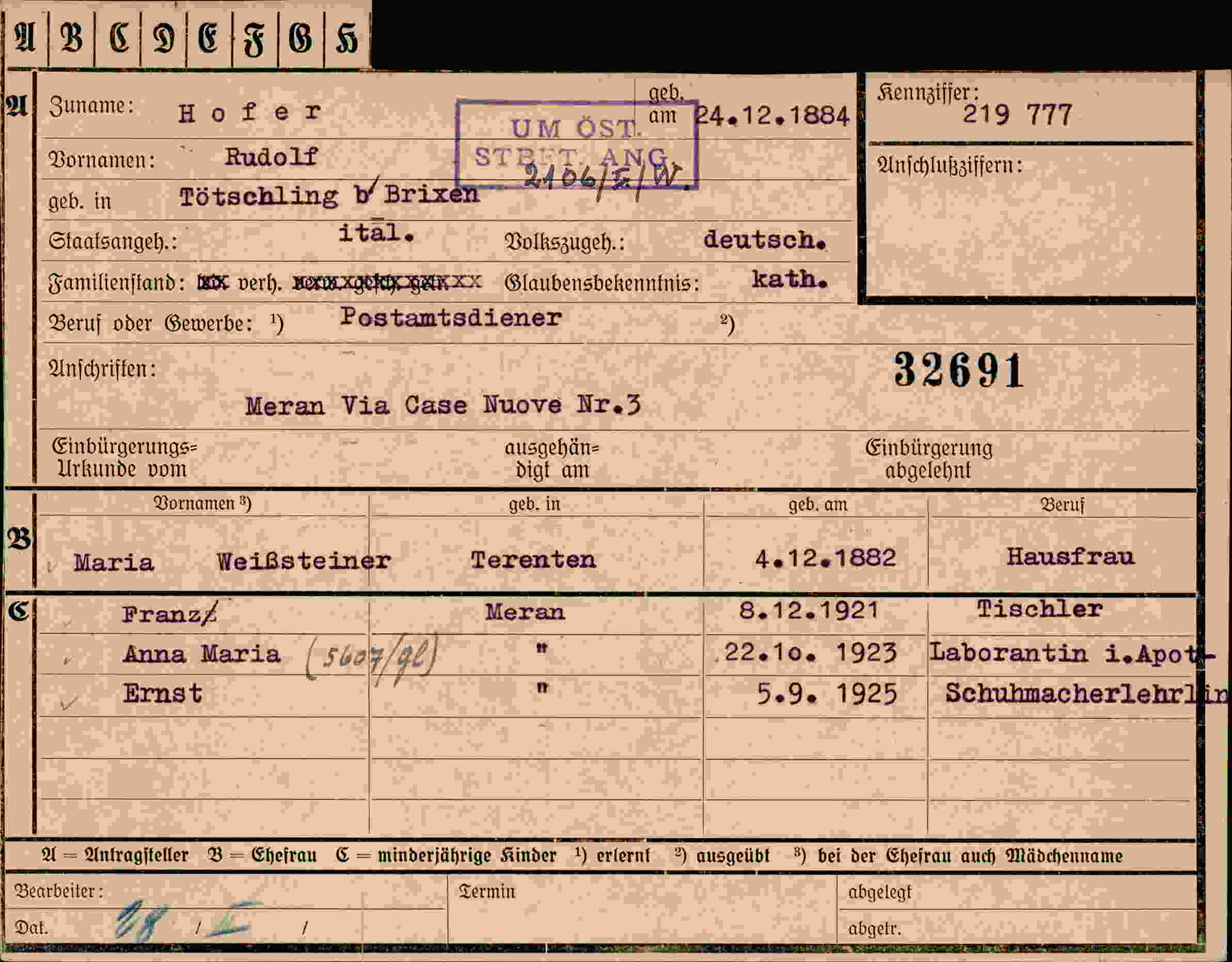 Vorderseite des Dokuments