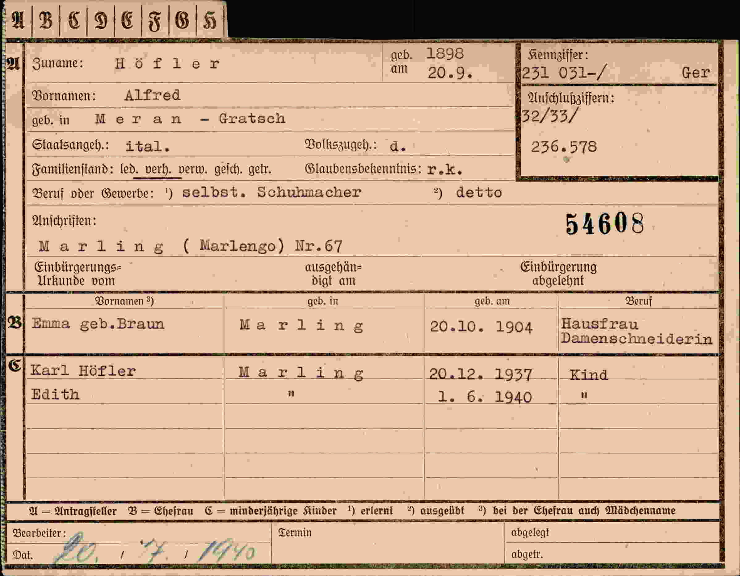 Vorderseite des Dokuments