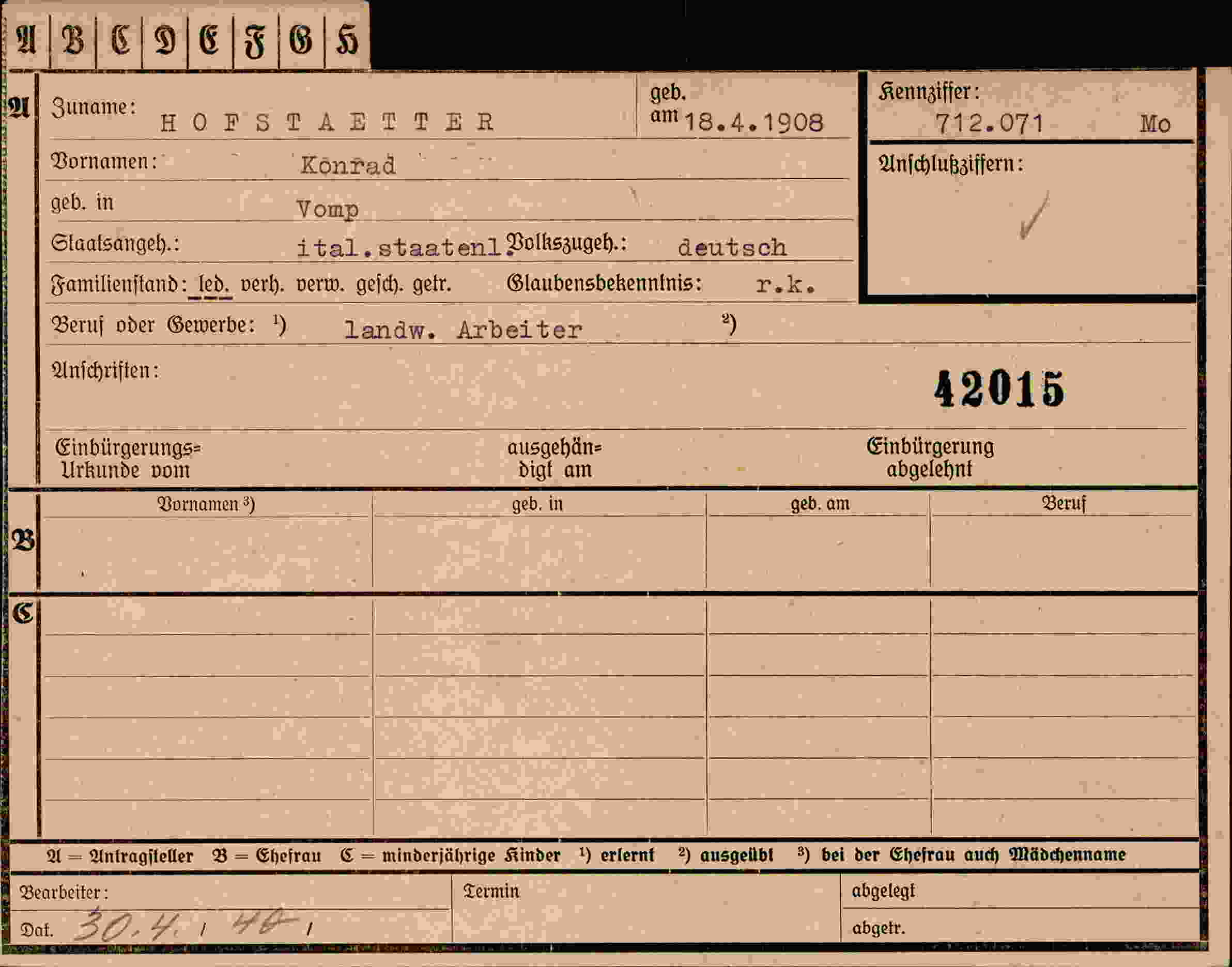 Dokument für Konrad Hofstaetter
