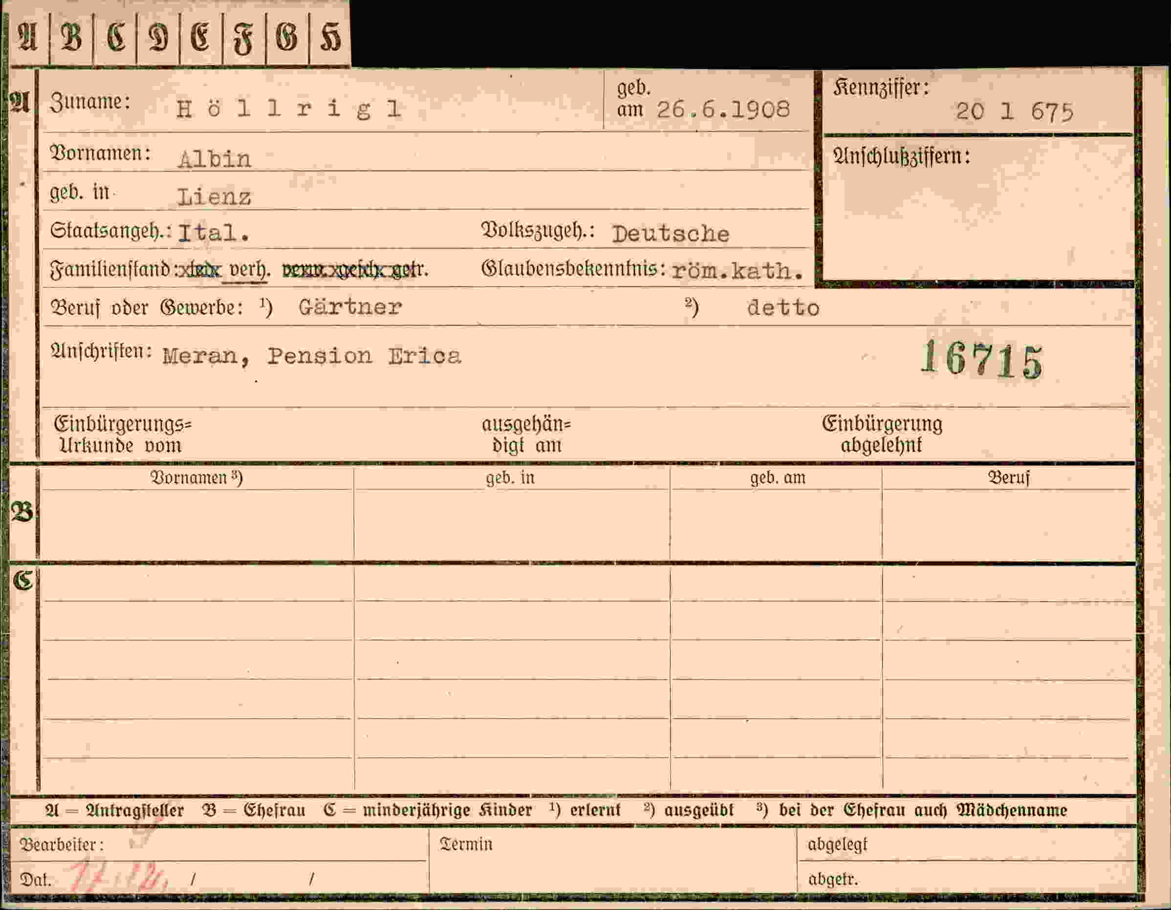 Vorderseite des Dokuments