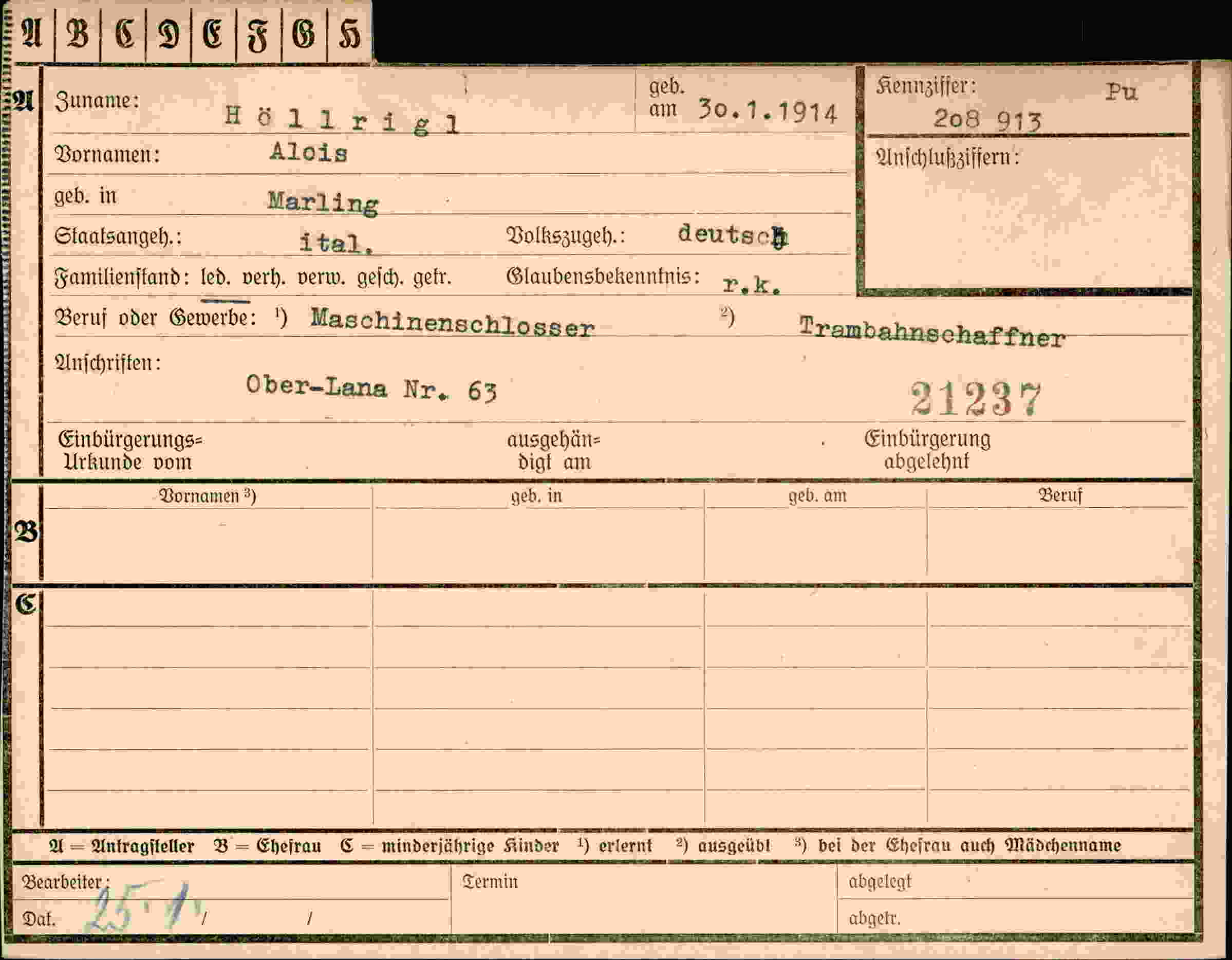 Dokument für Alois Höllrigl