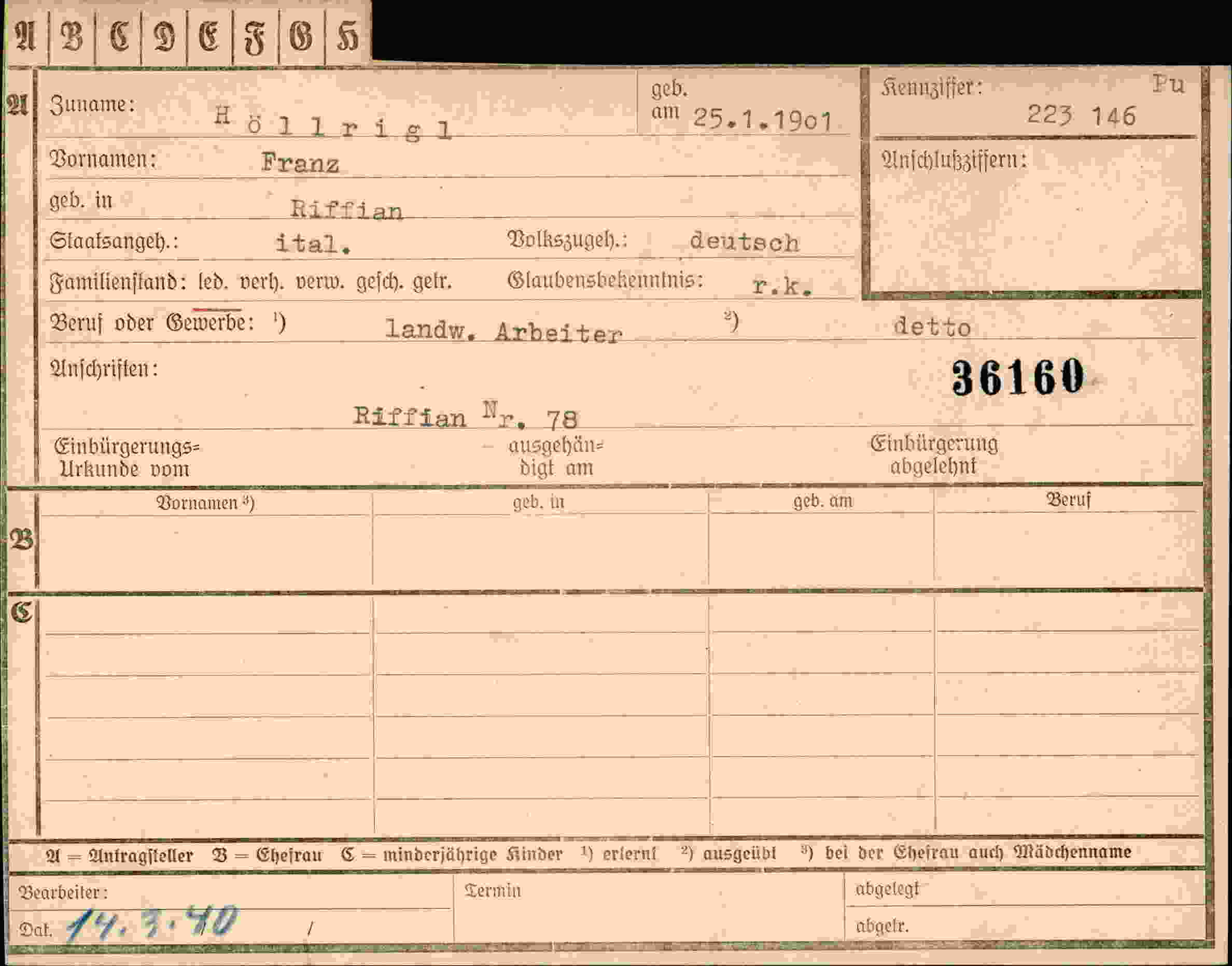 Dokument für Franz Höllrigl