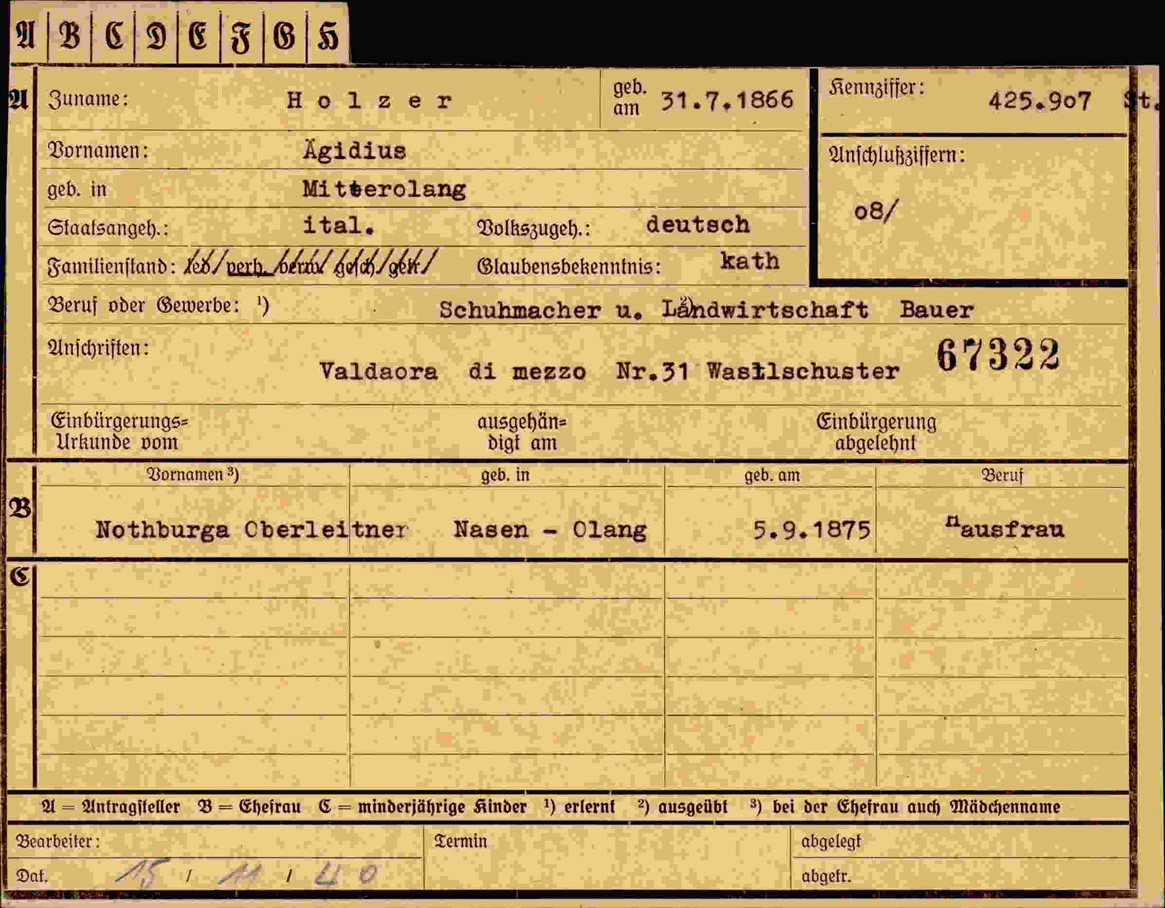Vorderseite des Dokuments