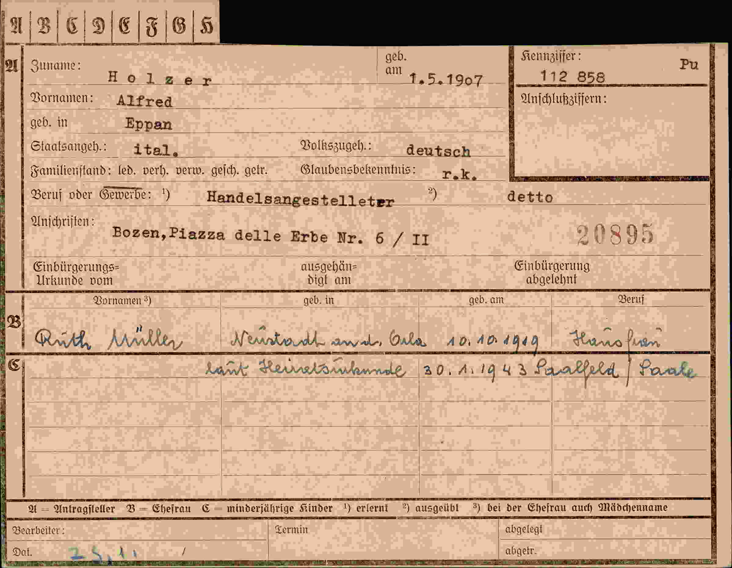Dokument für Alfred Holze