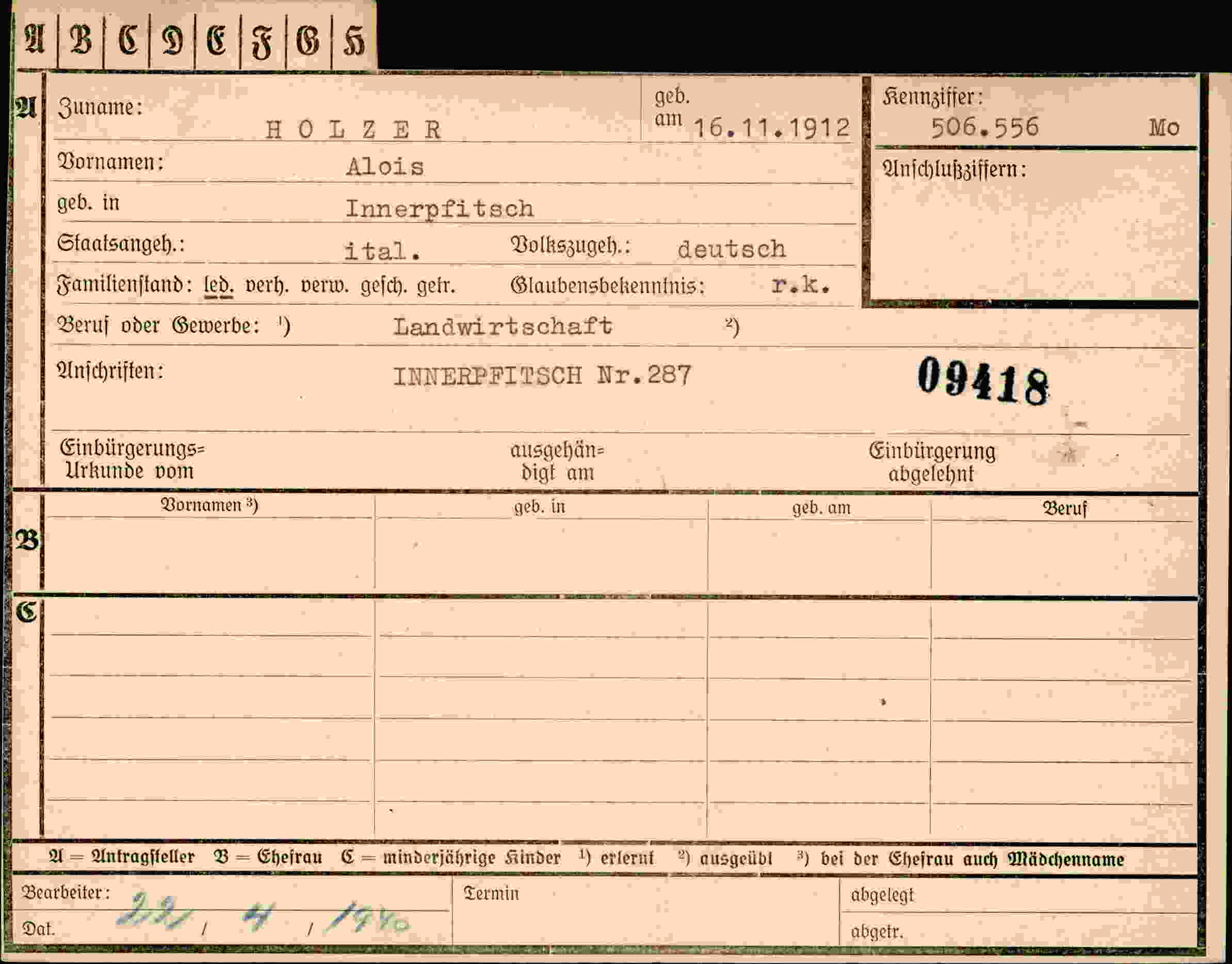 Vorderseite des Dokuments