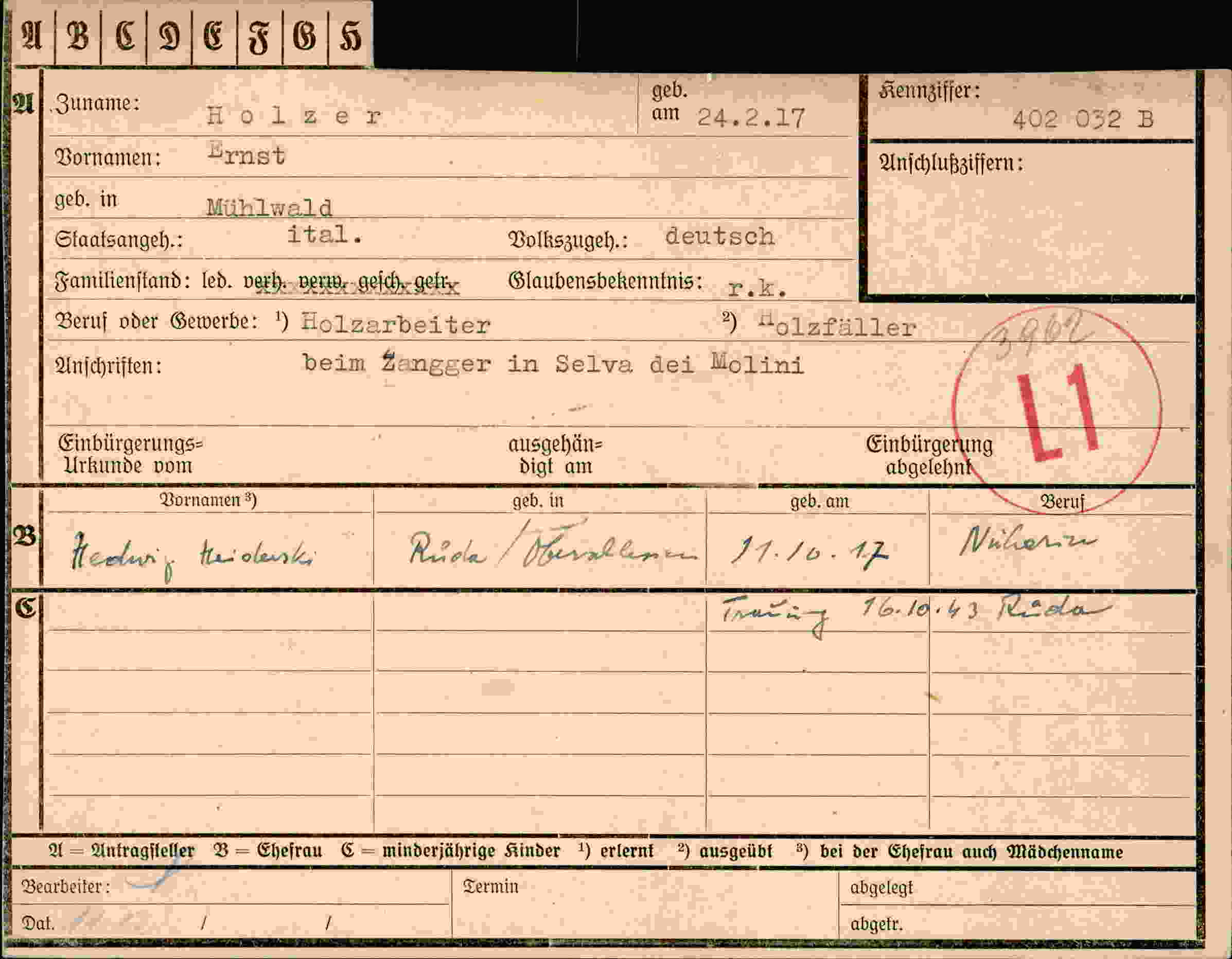 Dokument für Ernst Holzer