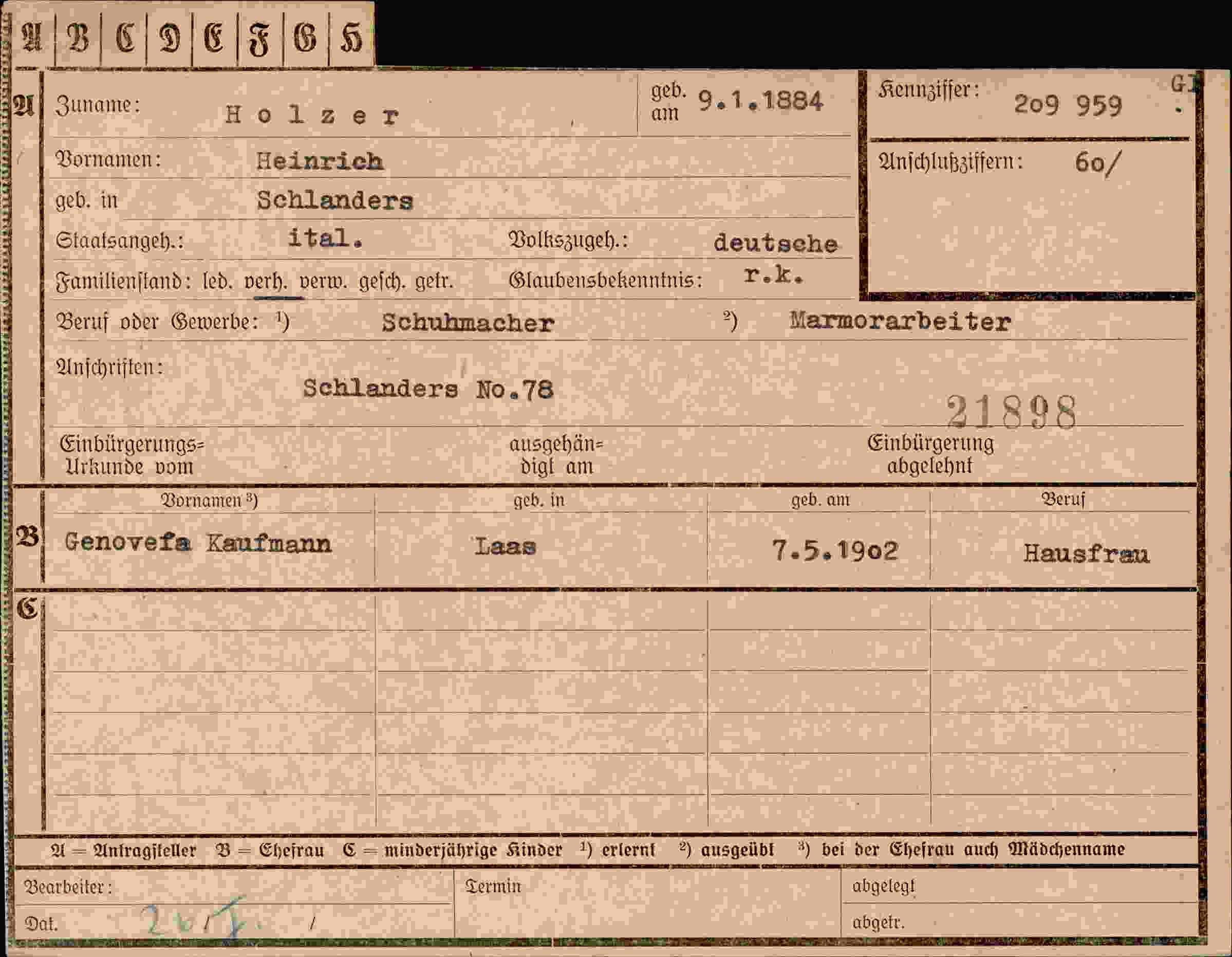 Dokument für Heinrich Holzer