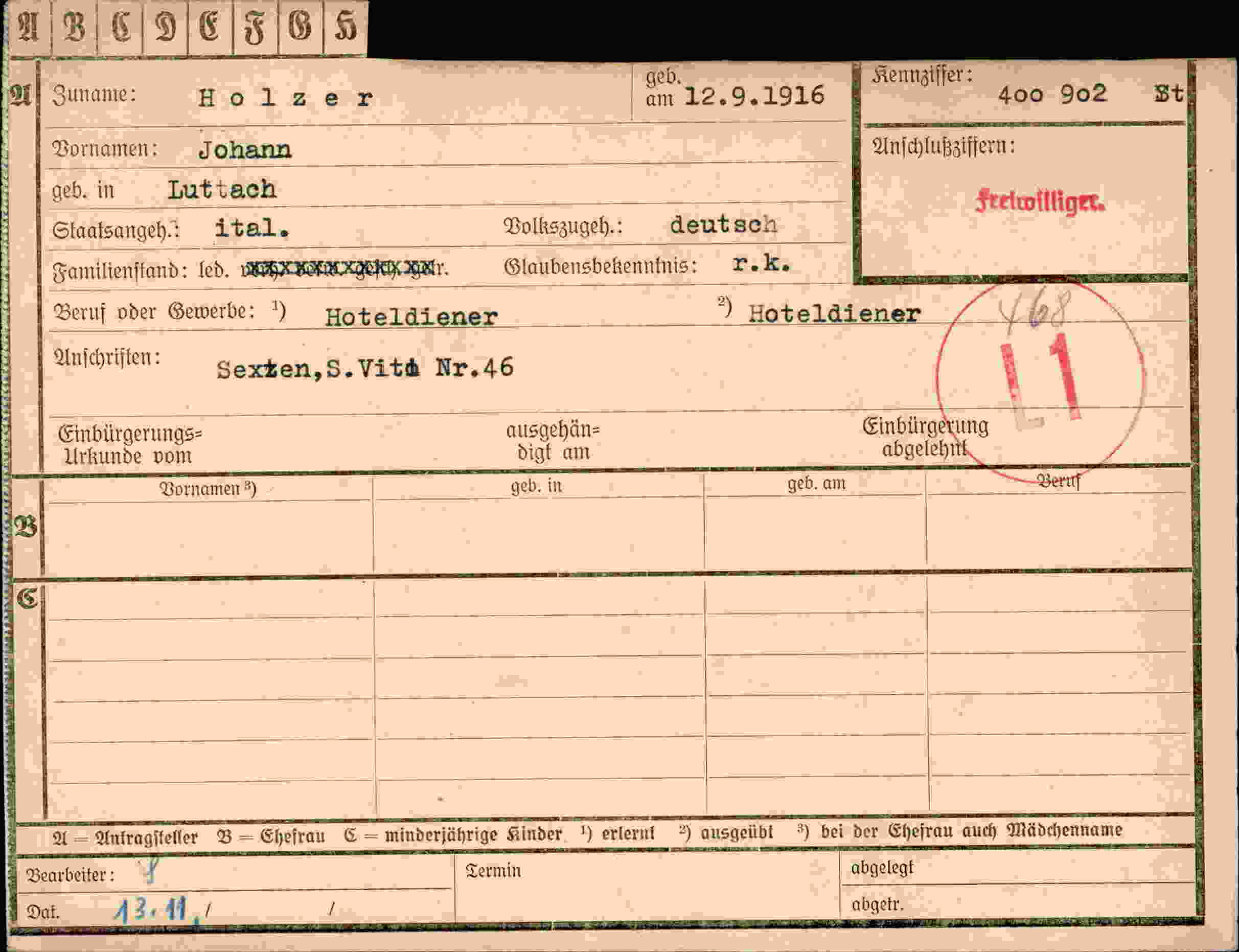 Dokument für Johann Holzer