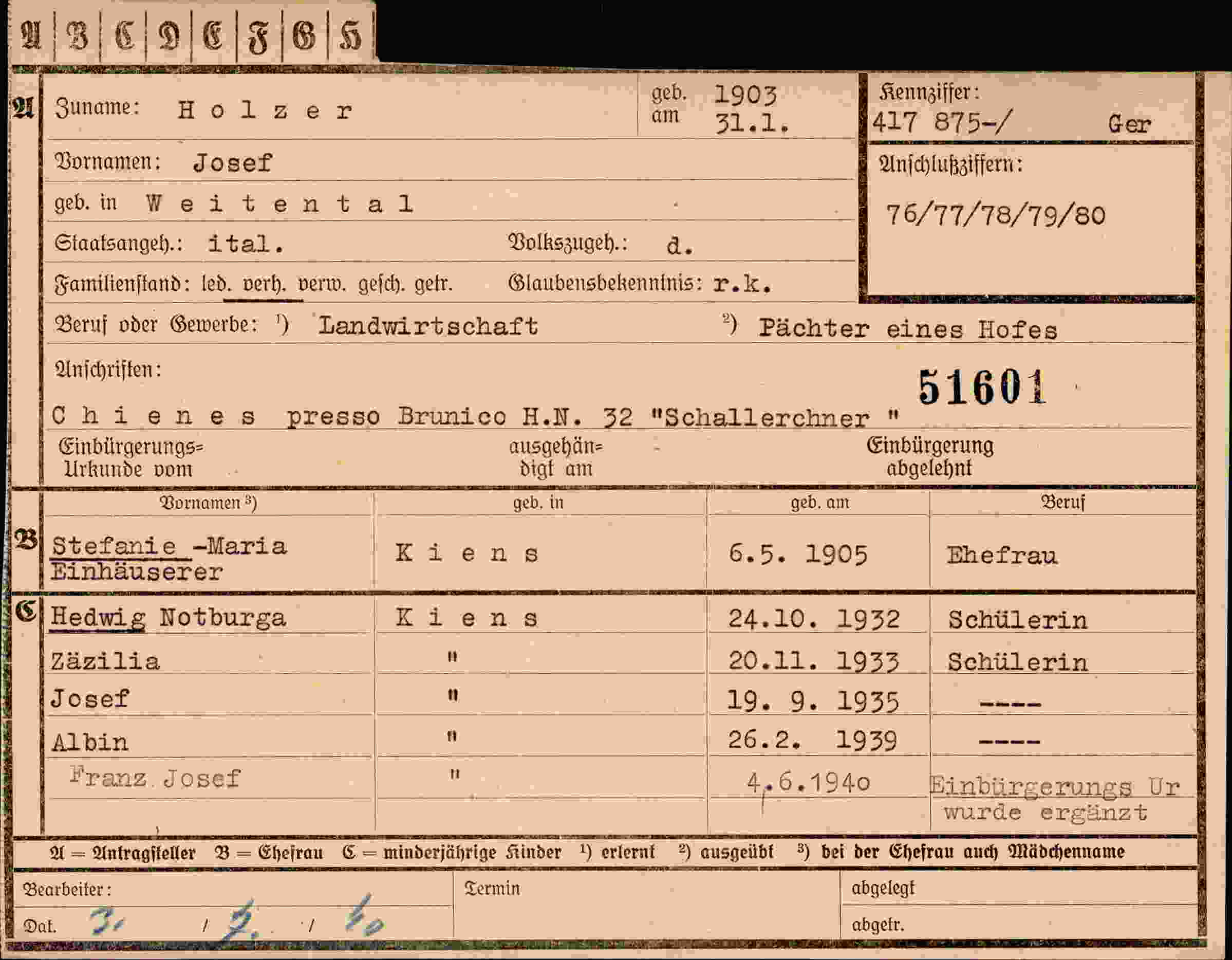 Vorderseite des Dokuments