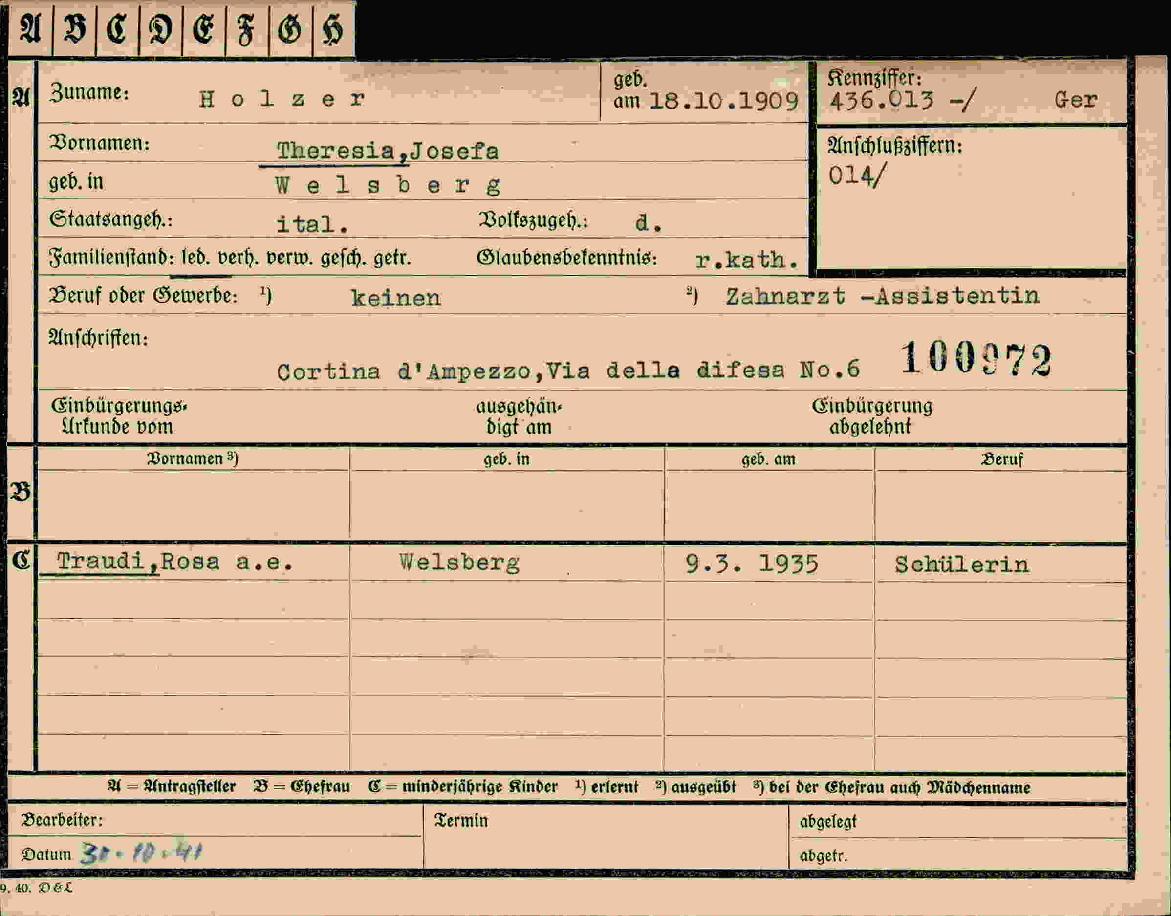 Dokument für Theresia,Josefa Holzer