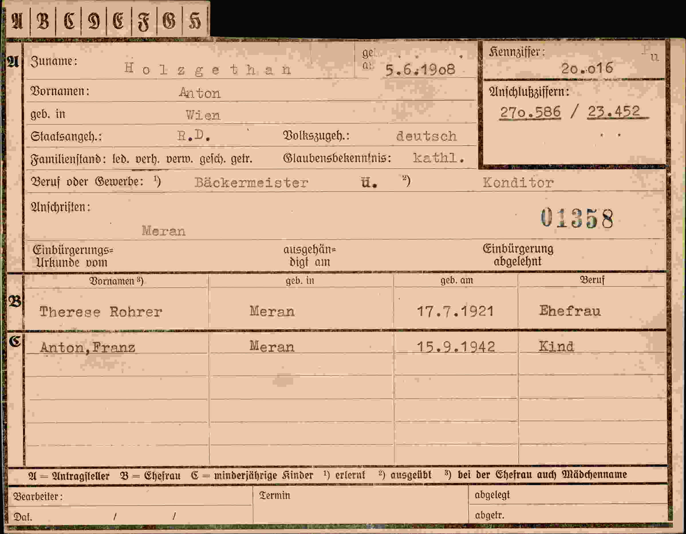 Dokument für Anton Holzgethan