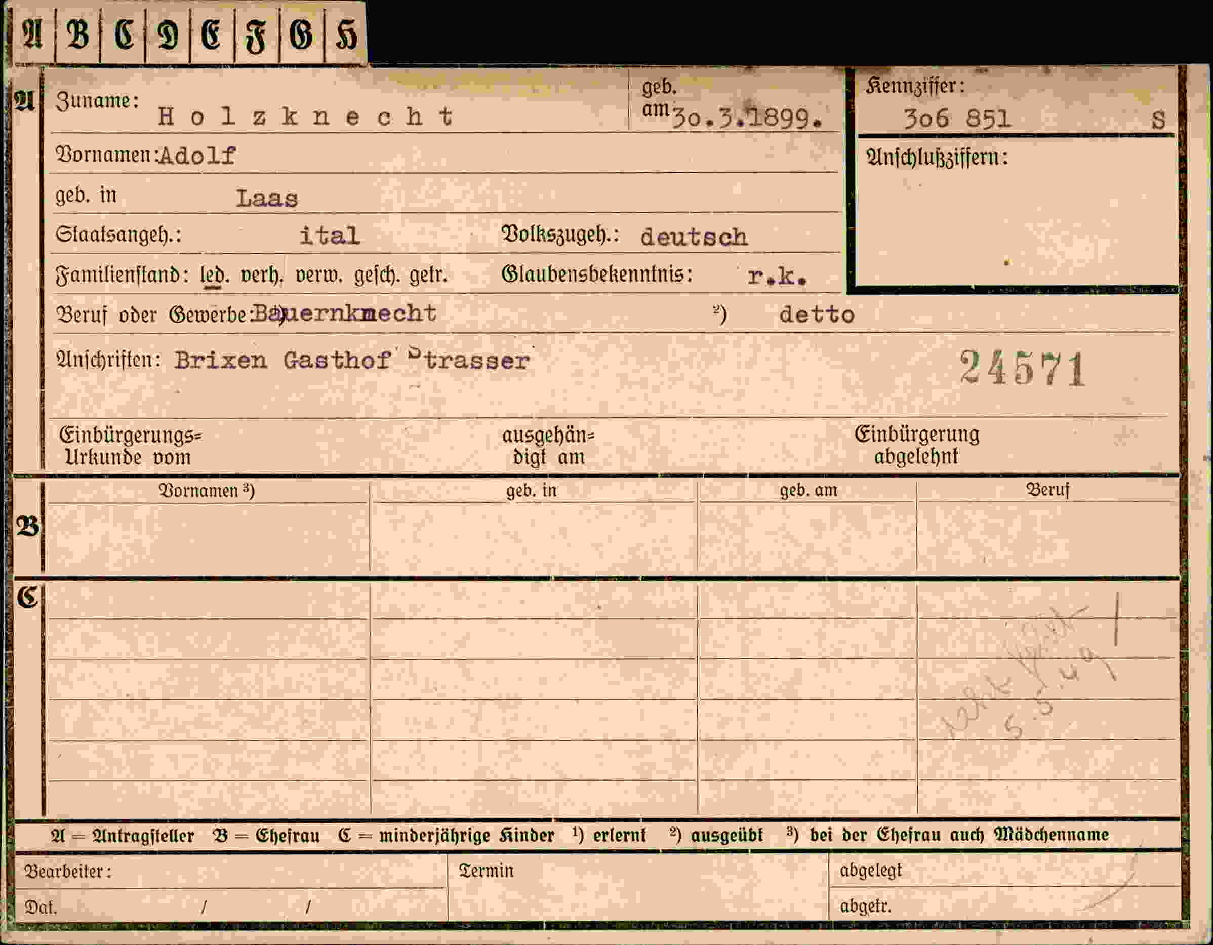 Dokument für Adolf Holzknecht