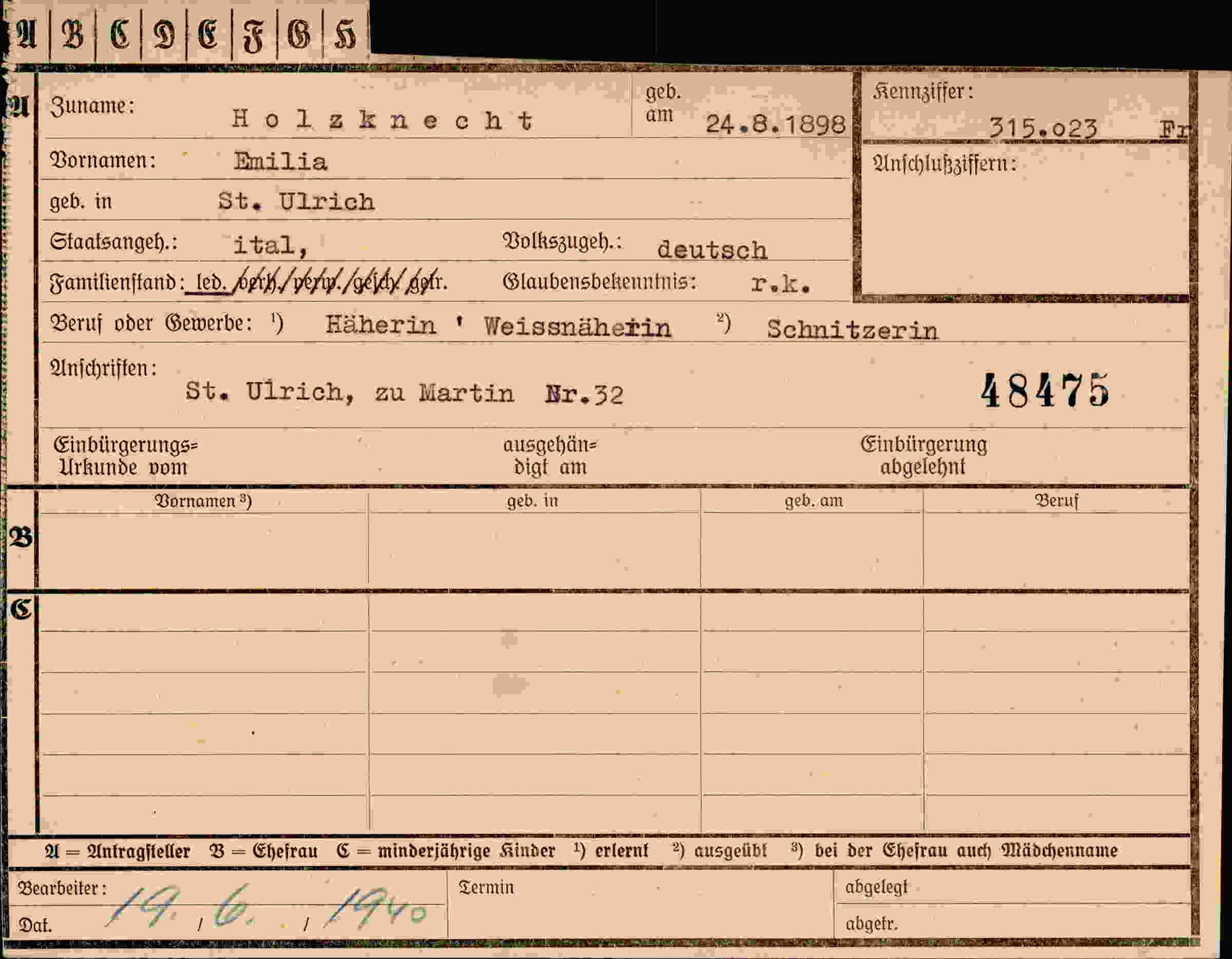 Dokument für Emilia Holzknecht