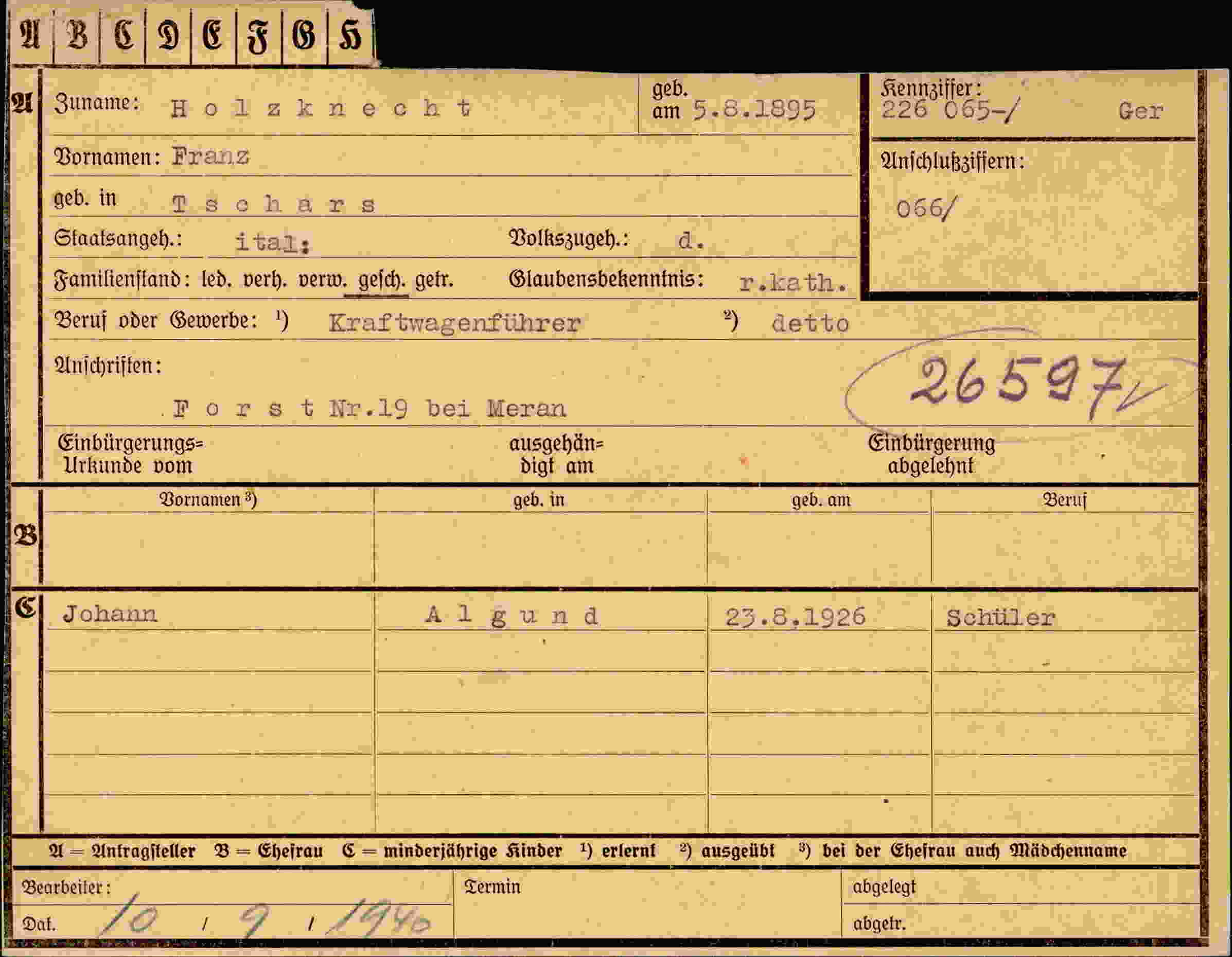 Dokument für Franz Holzknecht