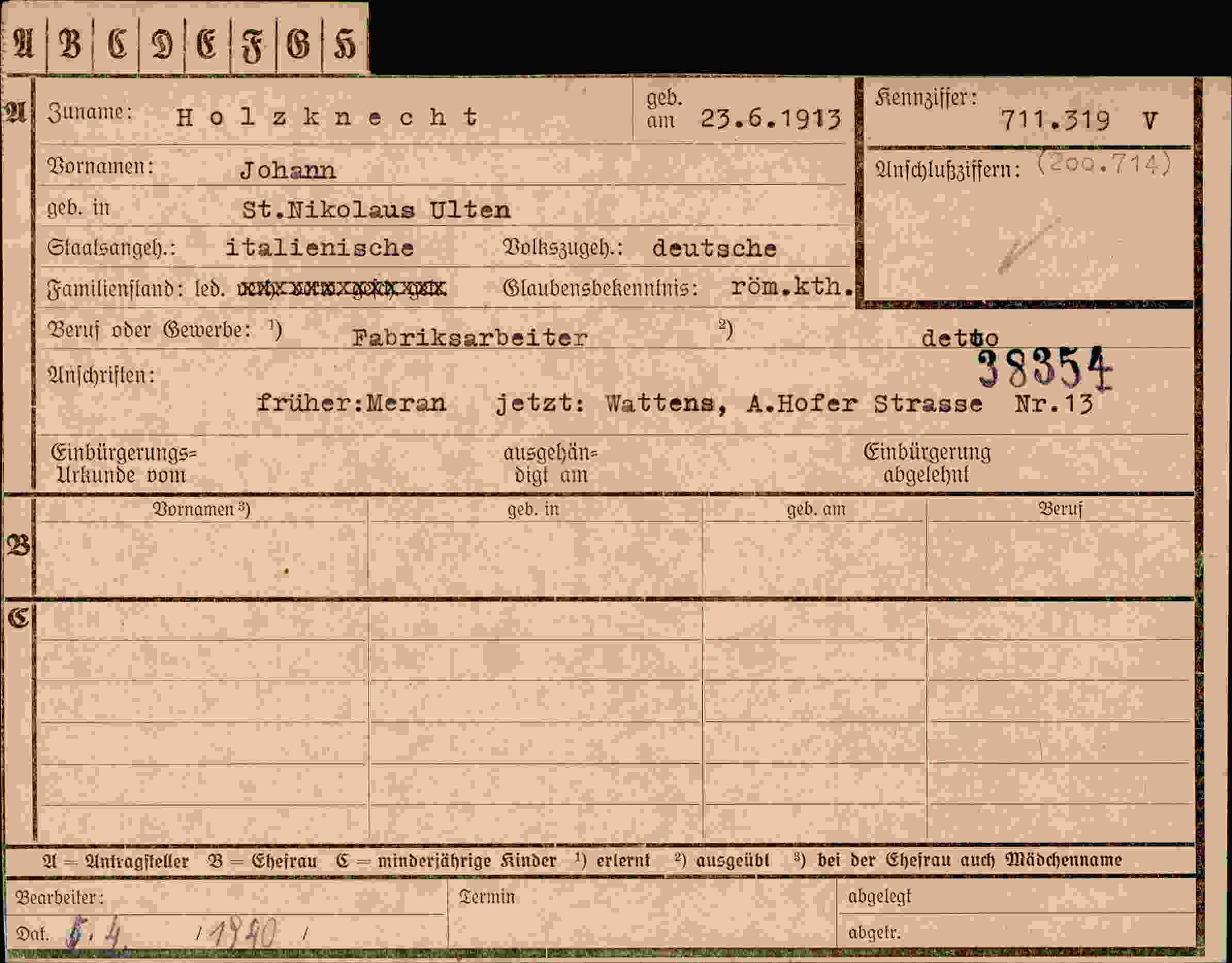 Dokument für Johann Holzknecht