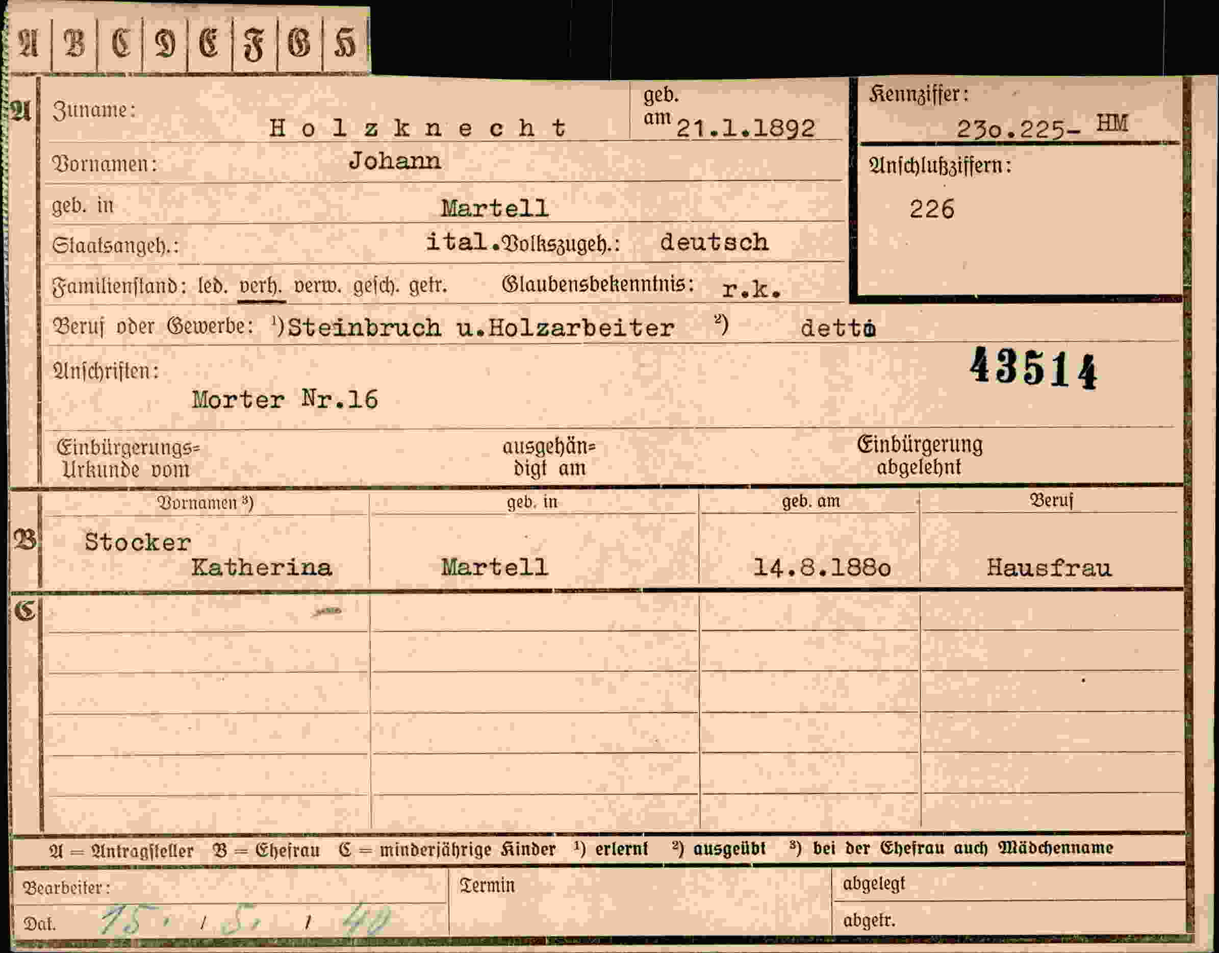 Vorderseite des Dokuments