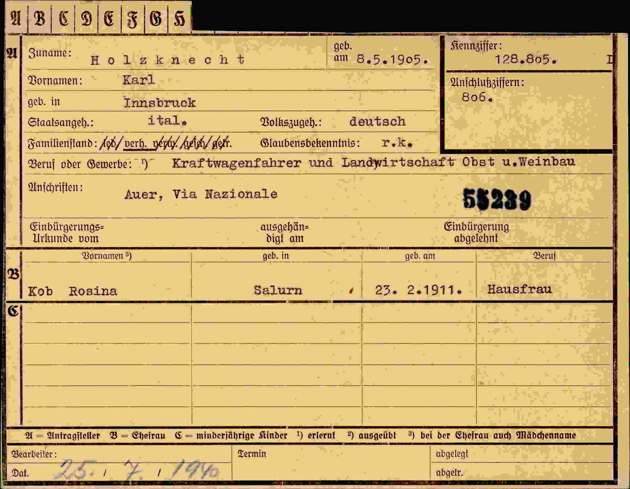 Dokument für Karl Holzknecht