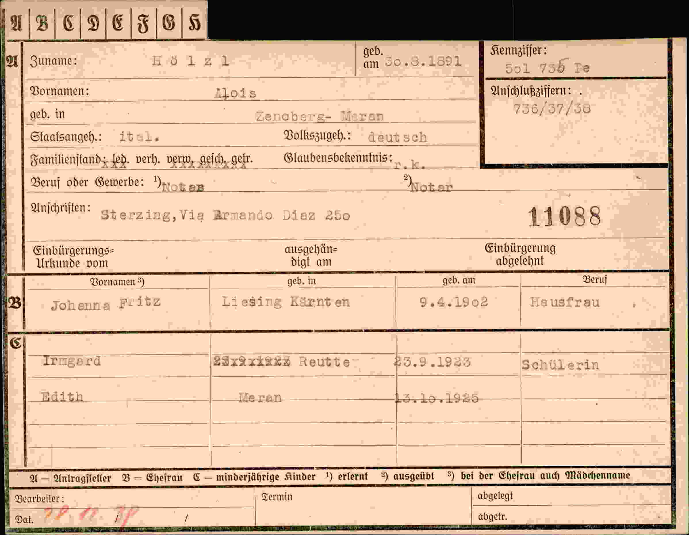 Dokument für Alois Hölzl