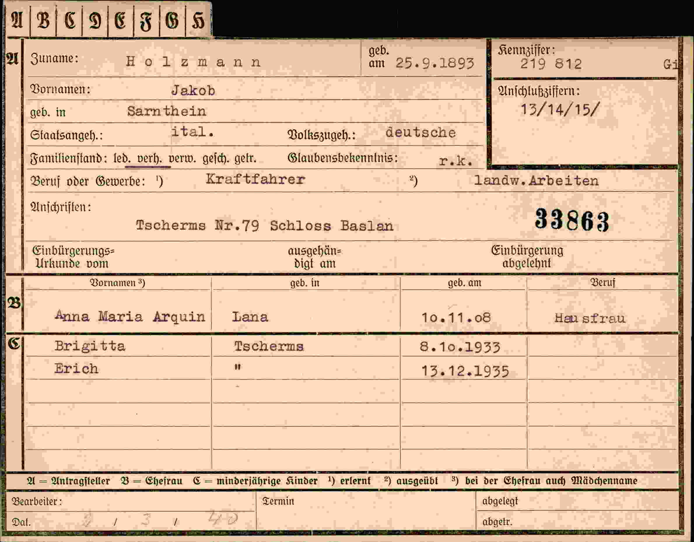 Dokument für Jakob Holzmann