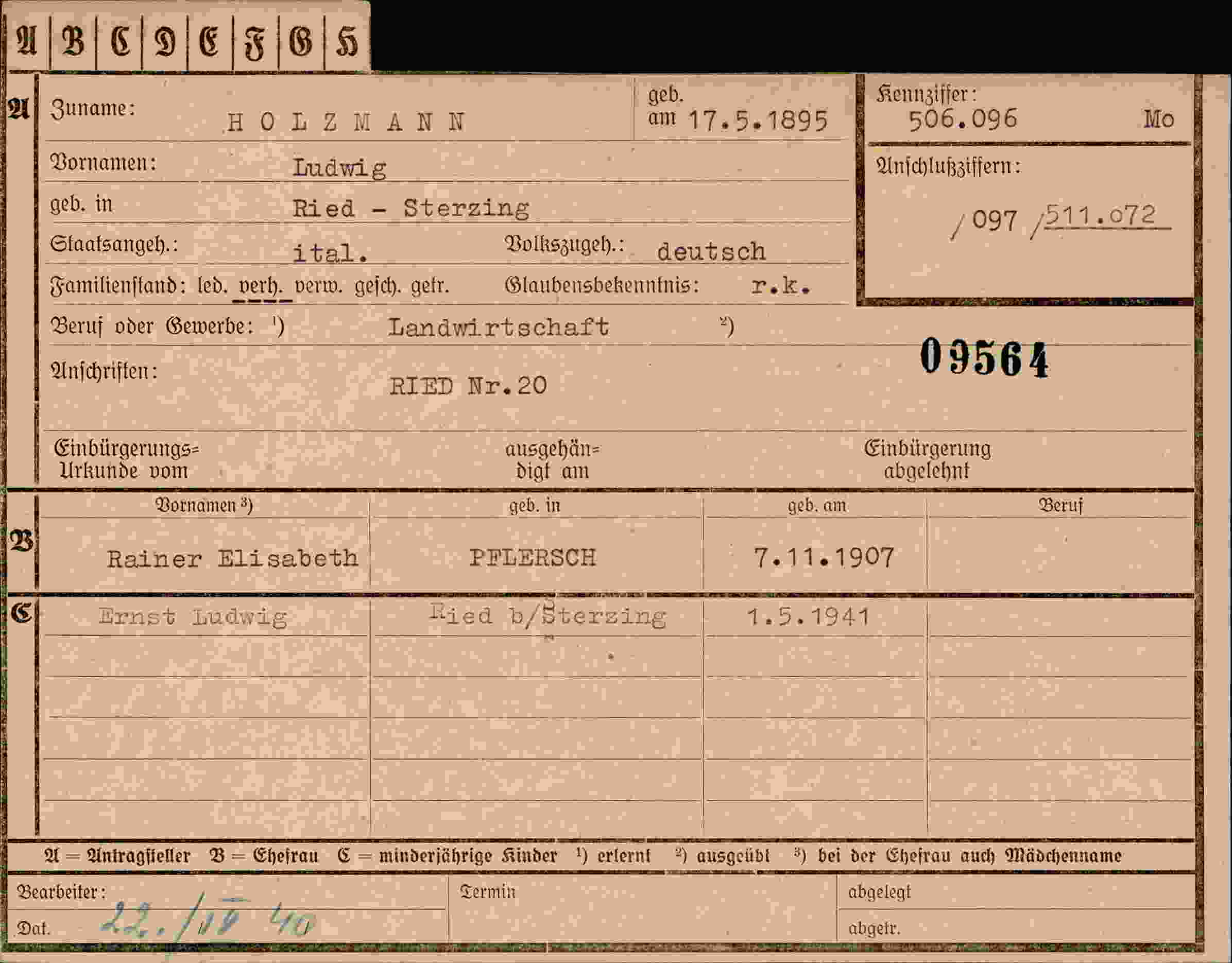 Vorderseite des Dokuments