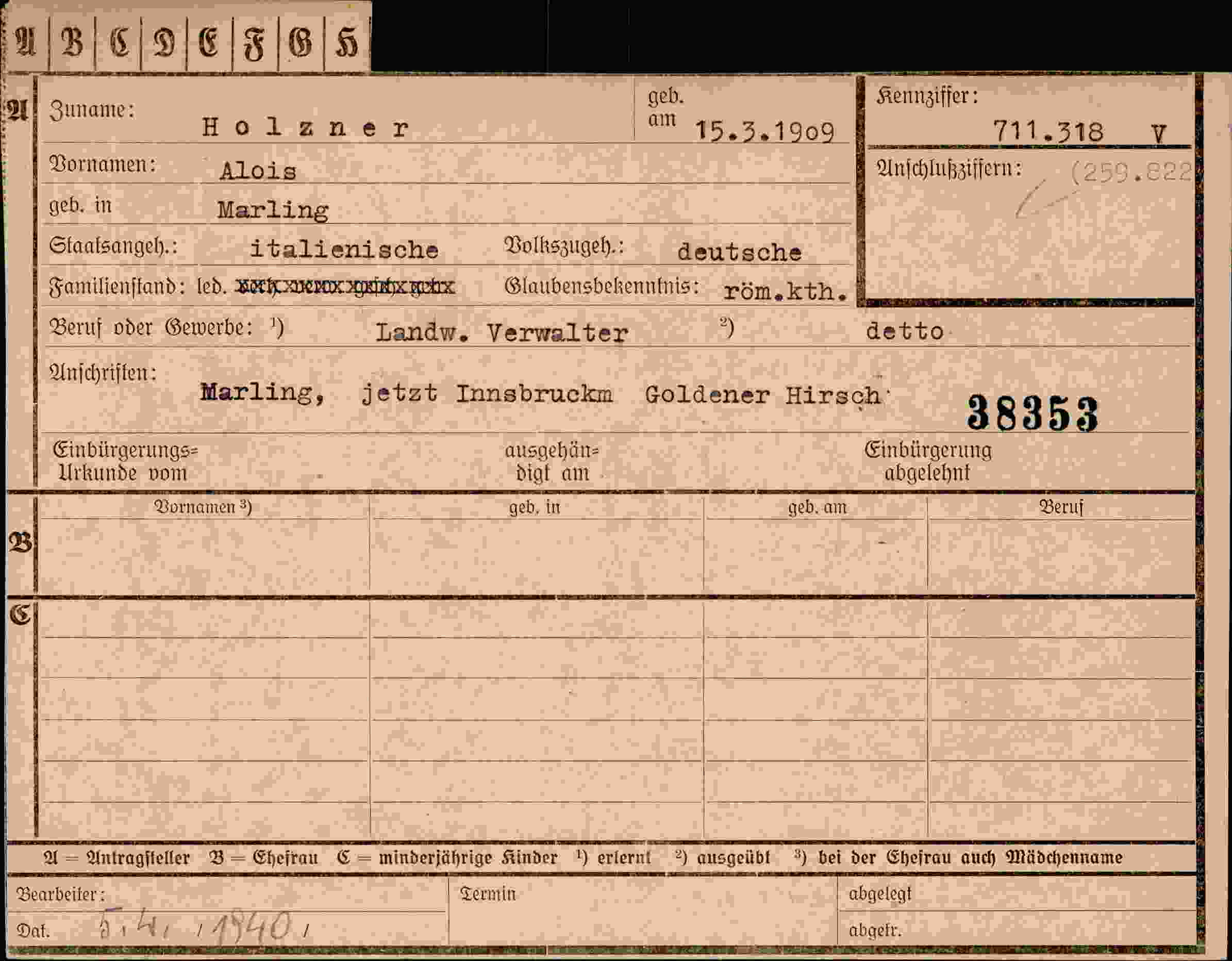 Dokument für Alois Holzner