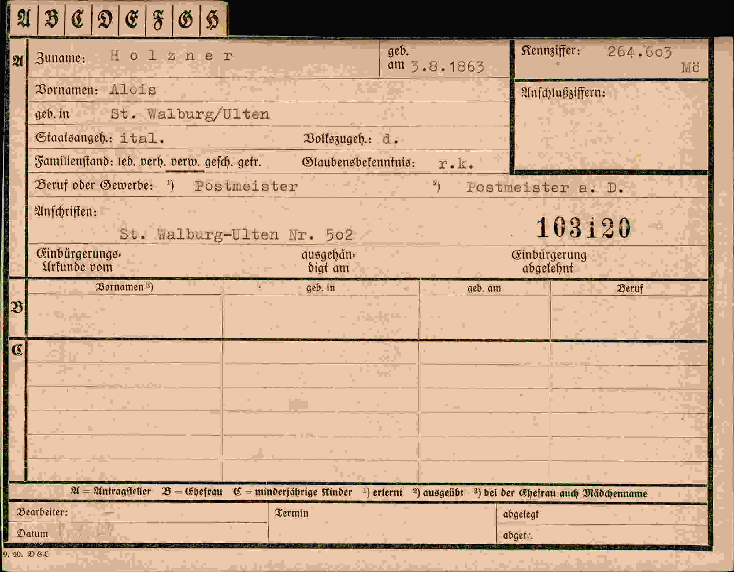 Dokument für Alois Holzner