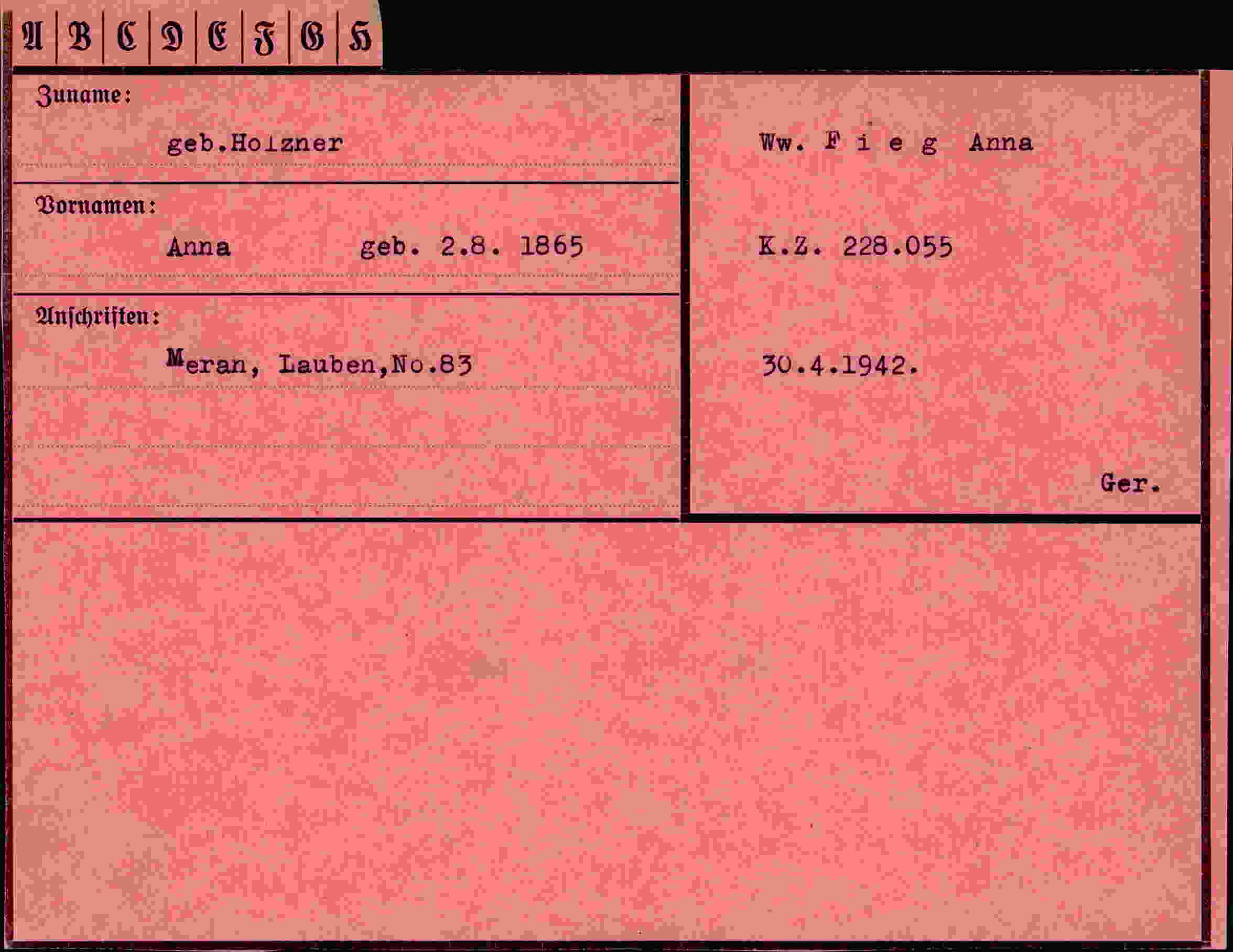Vorderseite des Dokuments