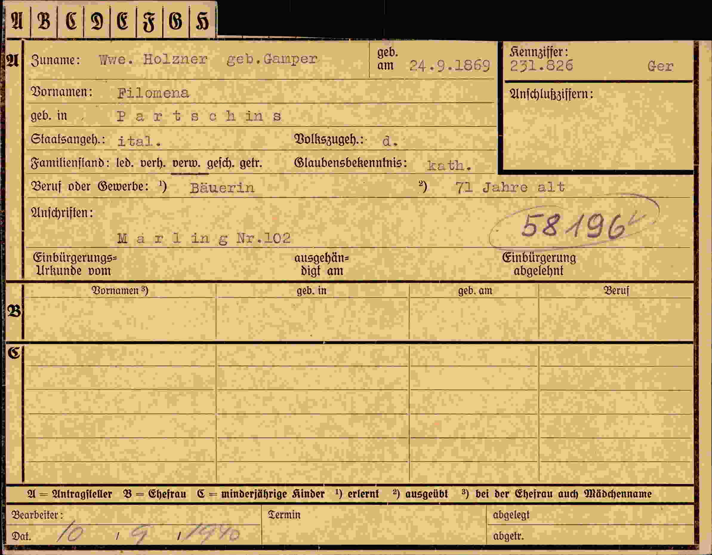 Dokument für Filomena Holzner
