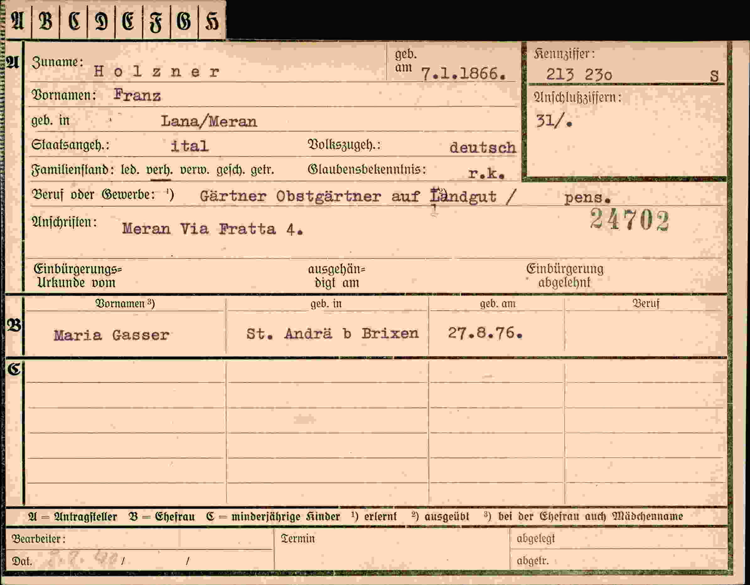 Dokument für Franz Holzner