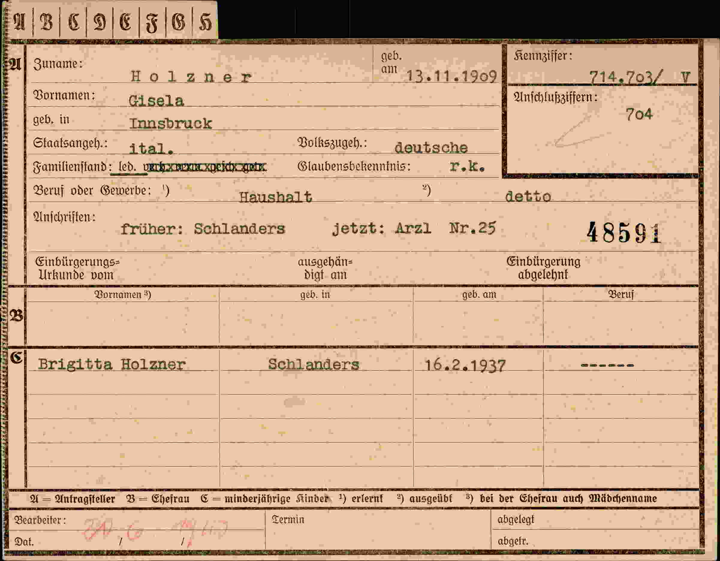 Dokument für Gisela Holzner