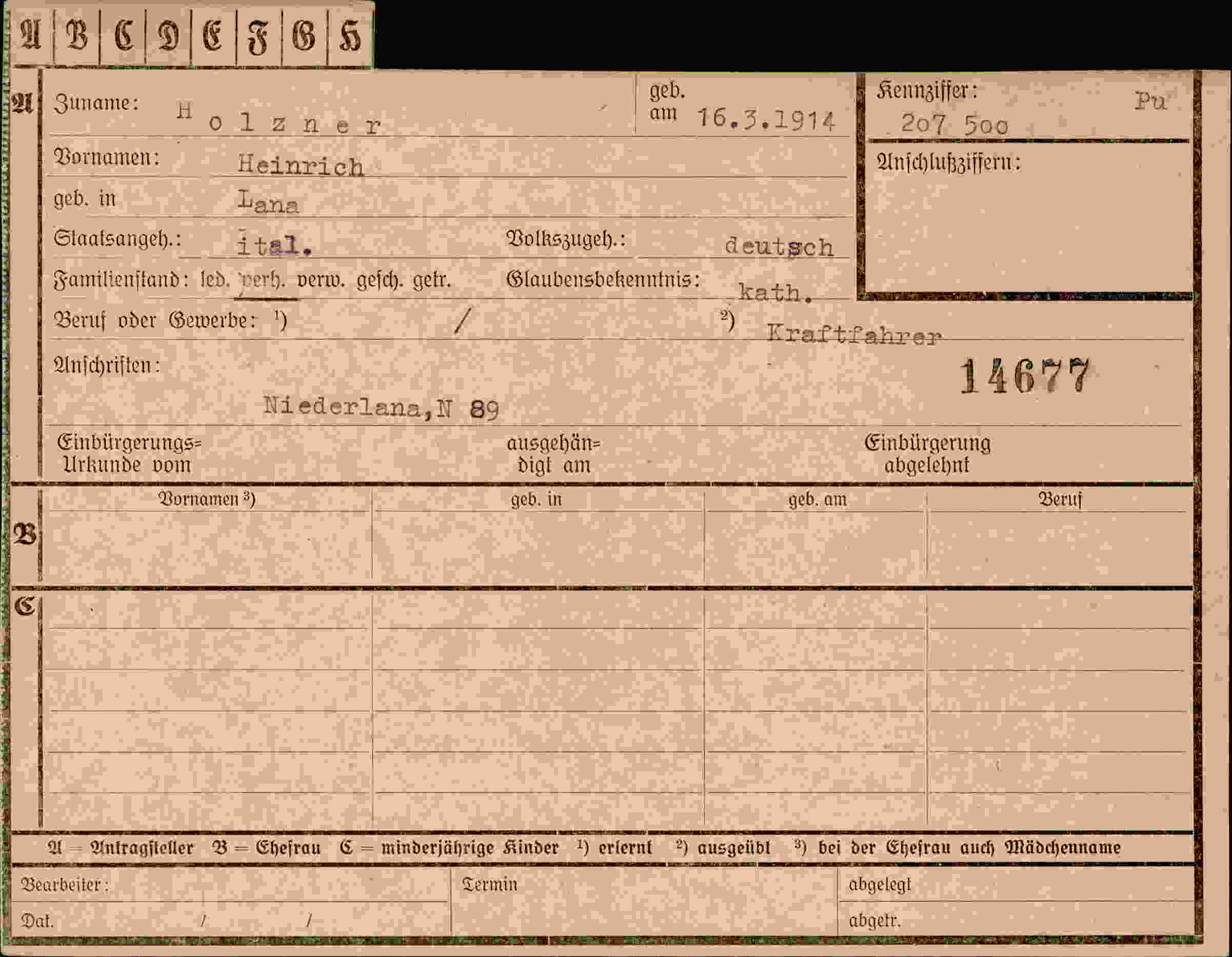 Dokument für Hein Holzner